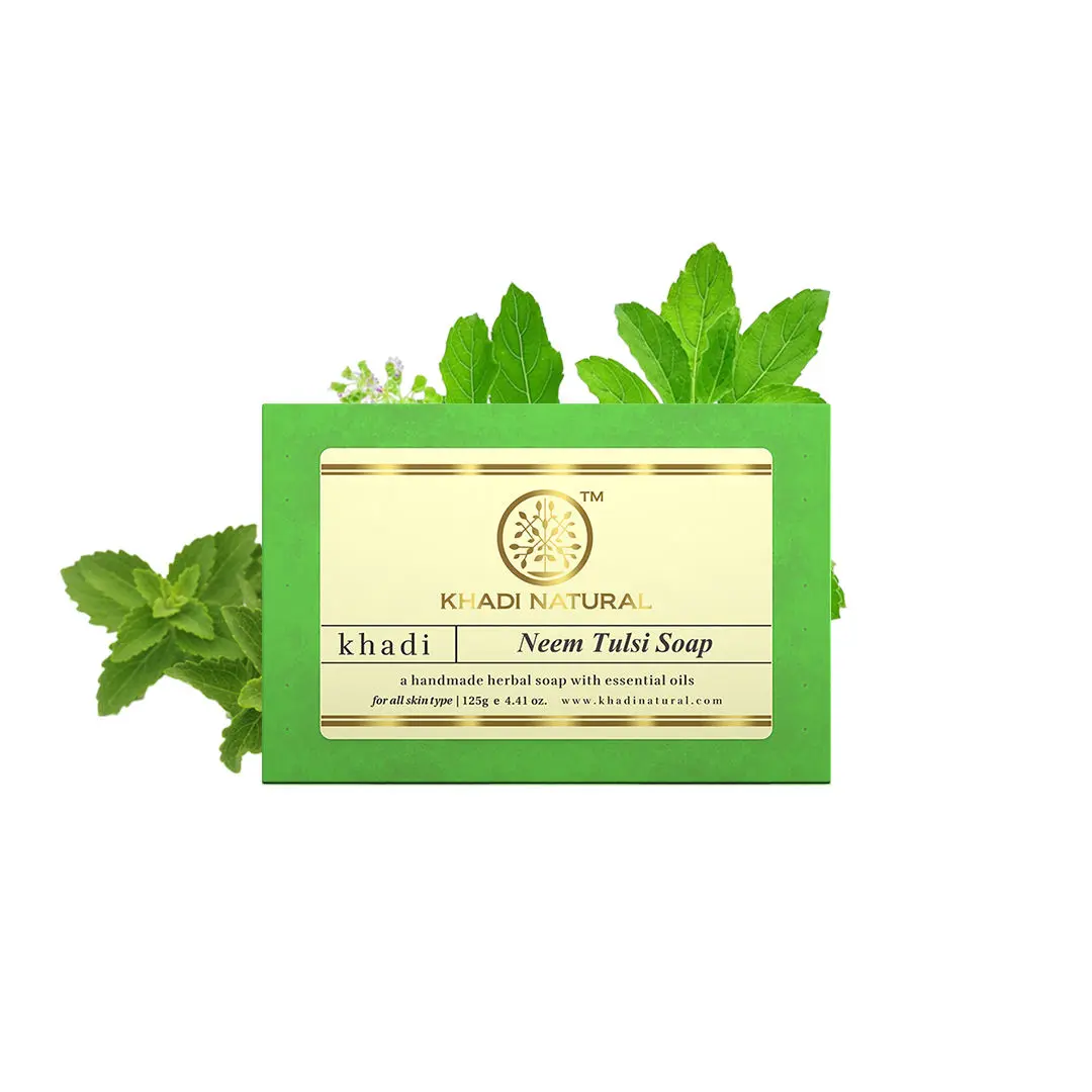 Khadi Natural Neem-Tulsi Soap| Cleanses, Tones & Moisturises - (125gm)