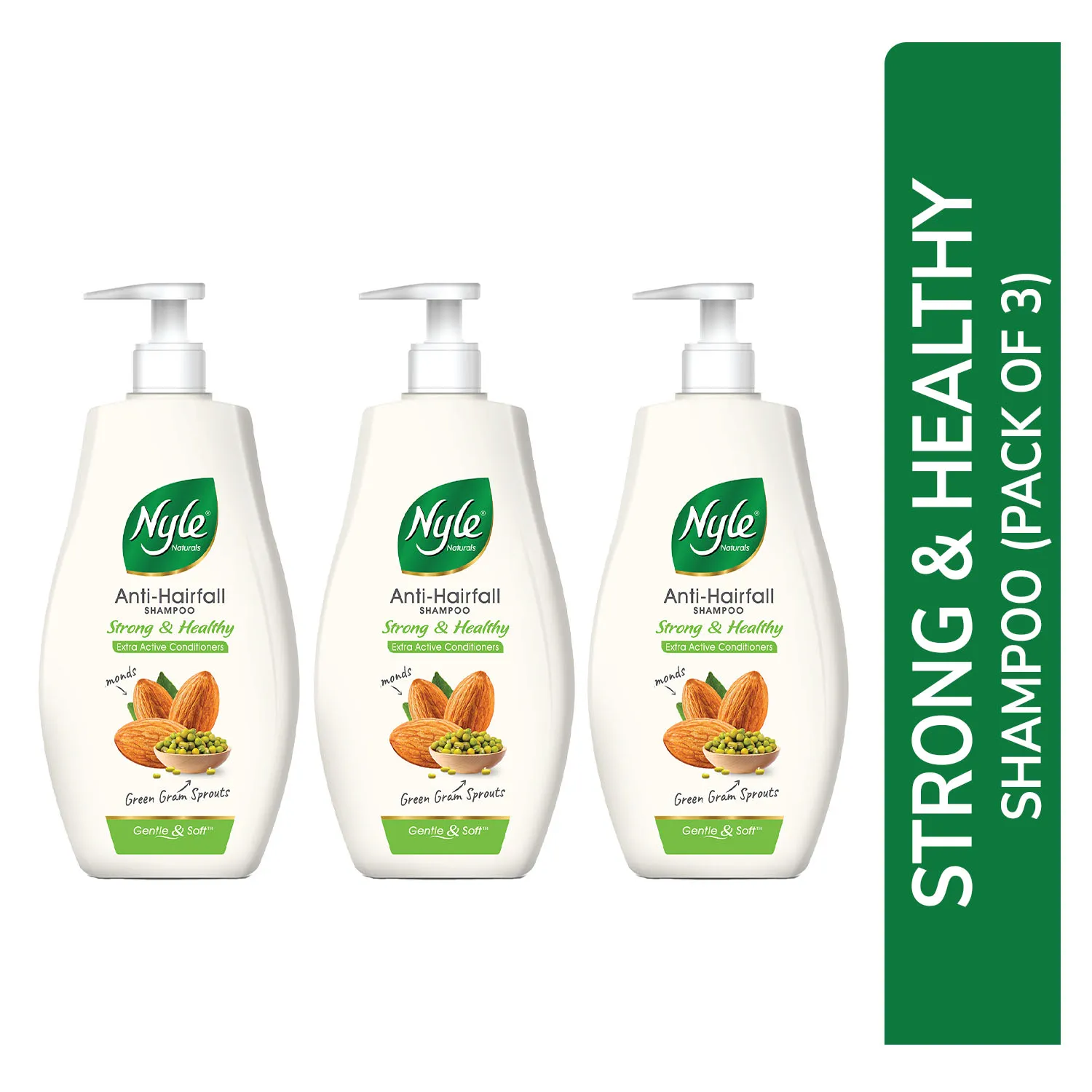 Nyle Naturals Strong & Healthy Anti Hairfall 2 In1 Shampoo with Active Conditioner - Pack of 3