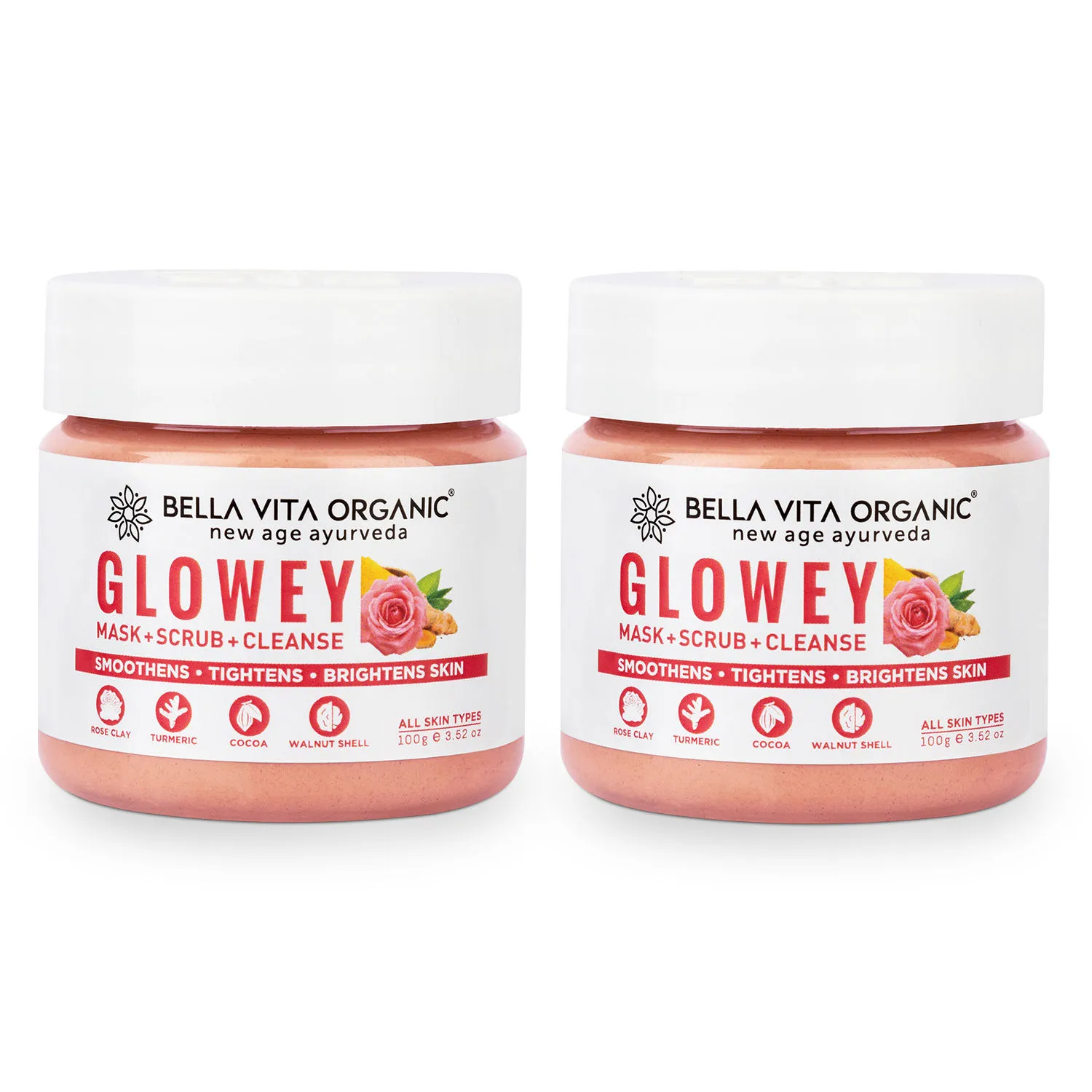 Bella Vita Organic Glowey Face Pack + Scrub + Cleanse - Pack of 2