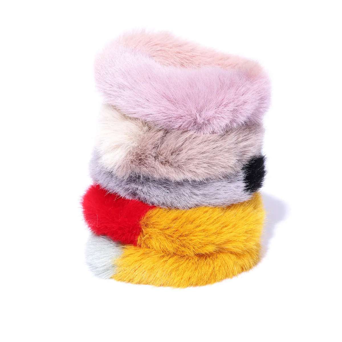 Blueberry Set Of 5 Multi Double Tone Fur Scrunchies