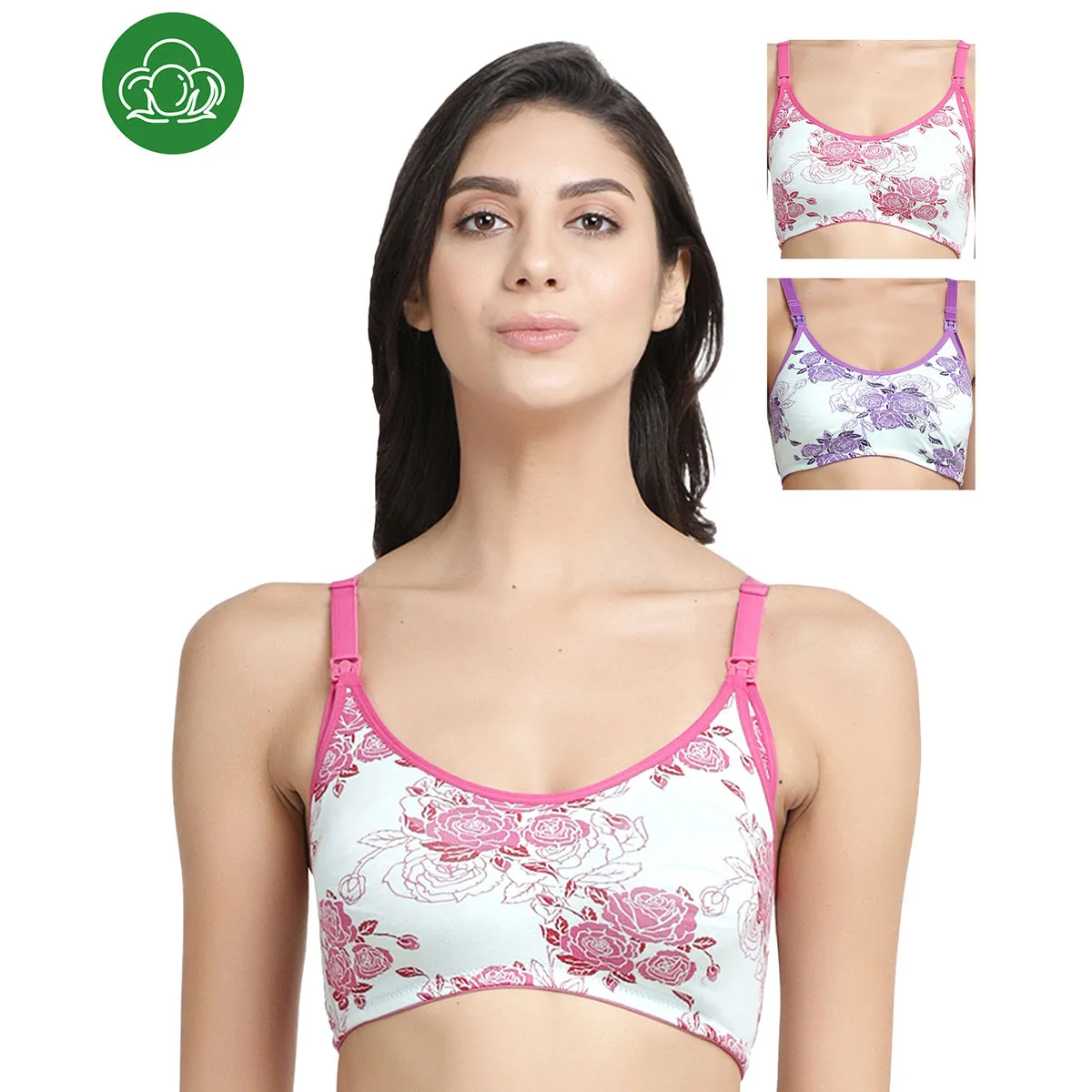 Inner Sense Organic Antimicrobial Soft Nursing Bra Pack of 3 - Multi-Color