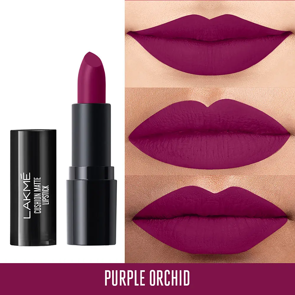 Lakme Cushion Matte Lipstick, Purple Orchid, 4.5g