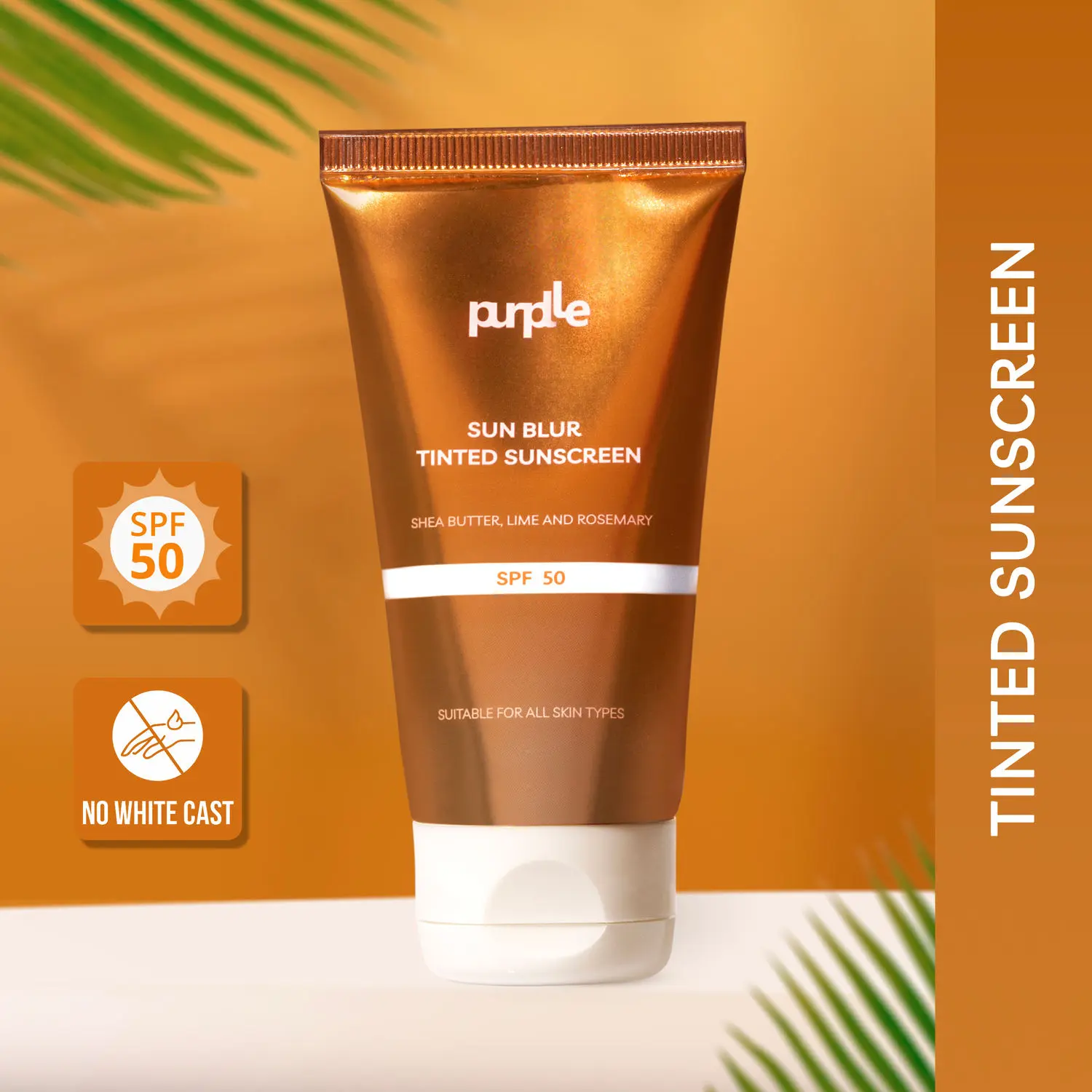 Purplle Sun Blur Tinted Sunscreen - Shea Butter, Lime, and Rosemary SPF50 (50 gm)