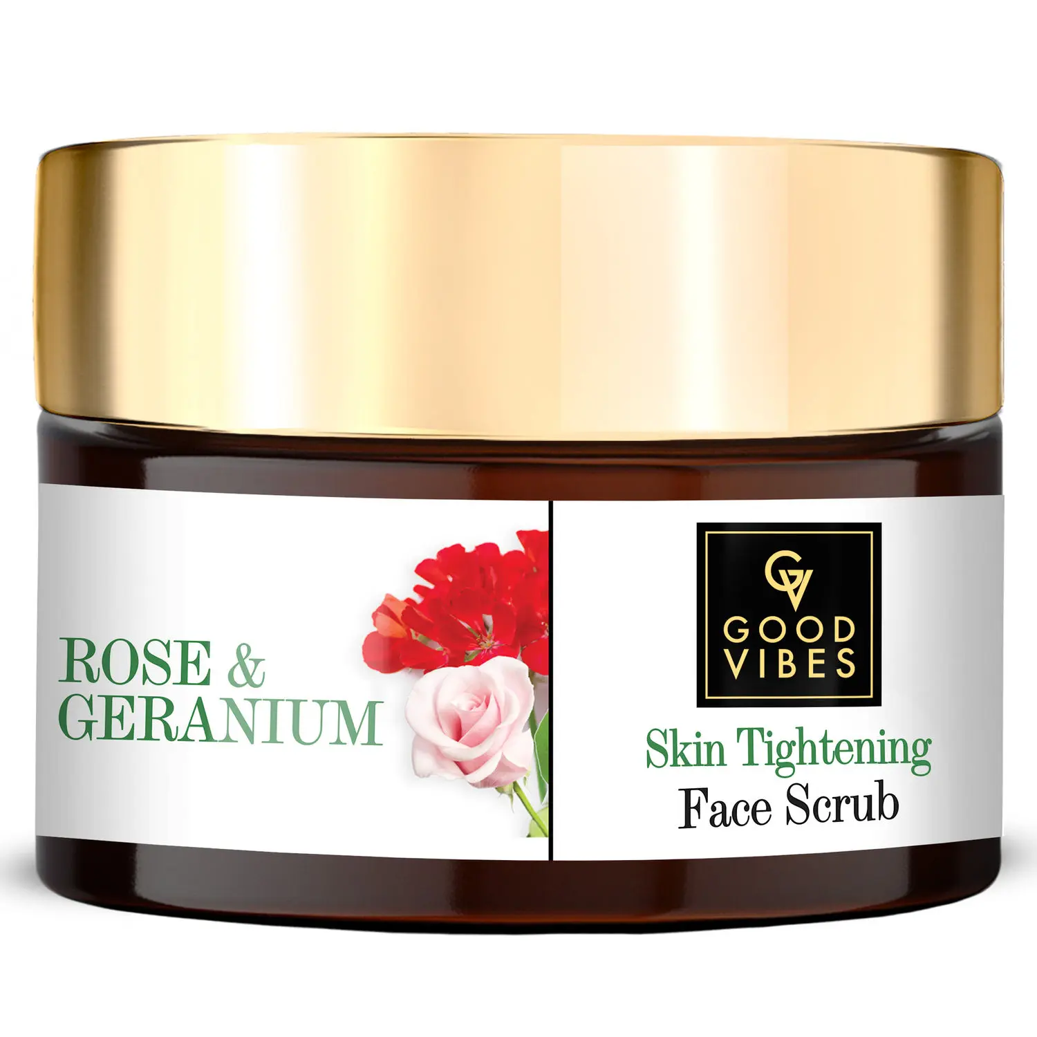 Good Vibes Rose & Geranium Skin Tightening Scrub | Anti-Ageing, Hydrating | No Parabens, No Sulphates, No Mineral Oil, No Animal Testing (50 g)