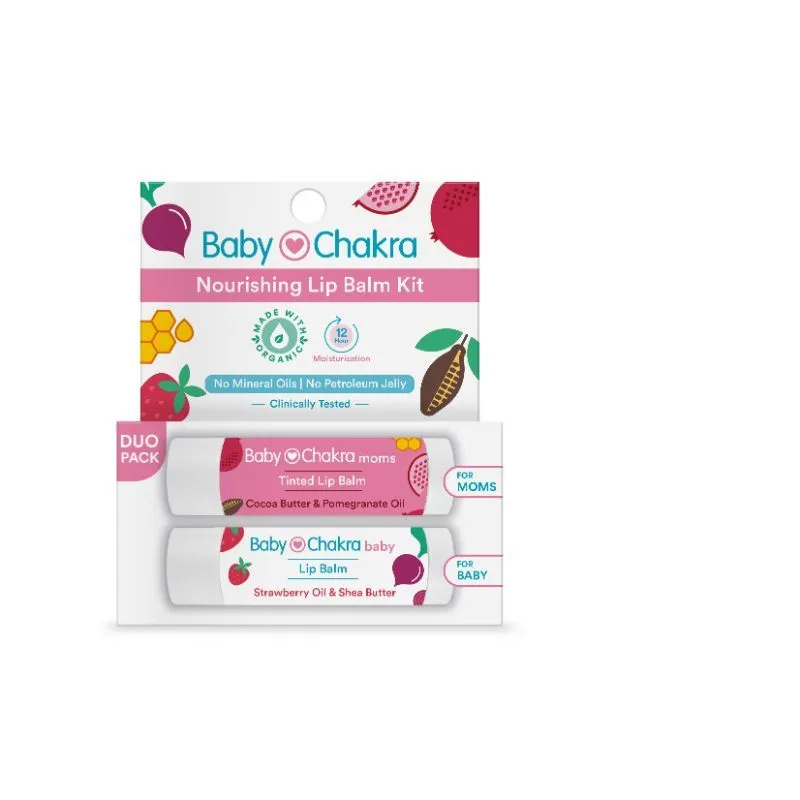 BabyChakra Lip Balm Duo Pack For Mom & Baby, Long Lasting Non Greasy, Cruelty Free - Pack Of 2