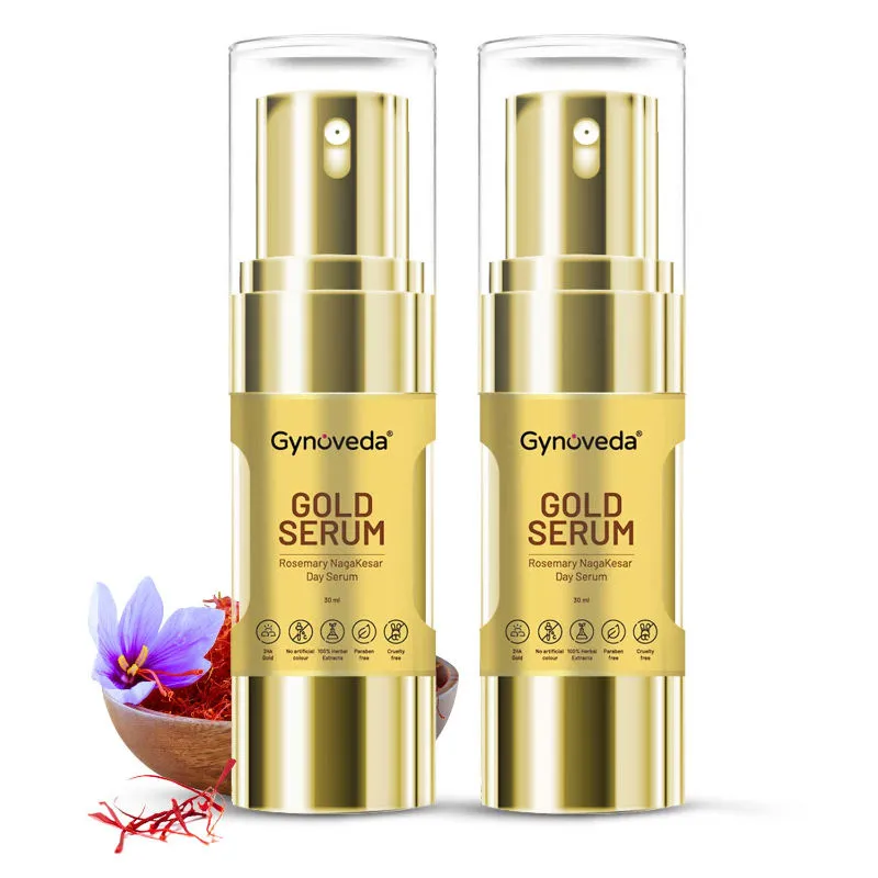 Gynoveda Gold Serum For Skin Brightening - 24K Gold Facial Kit For Women - Pack Of 2