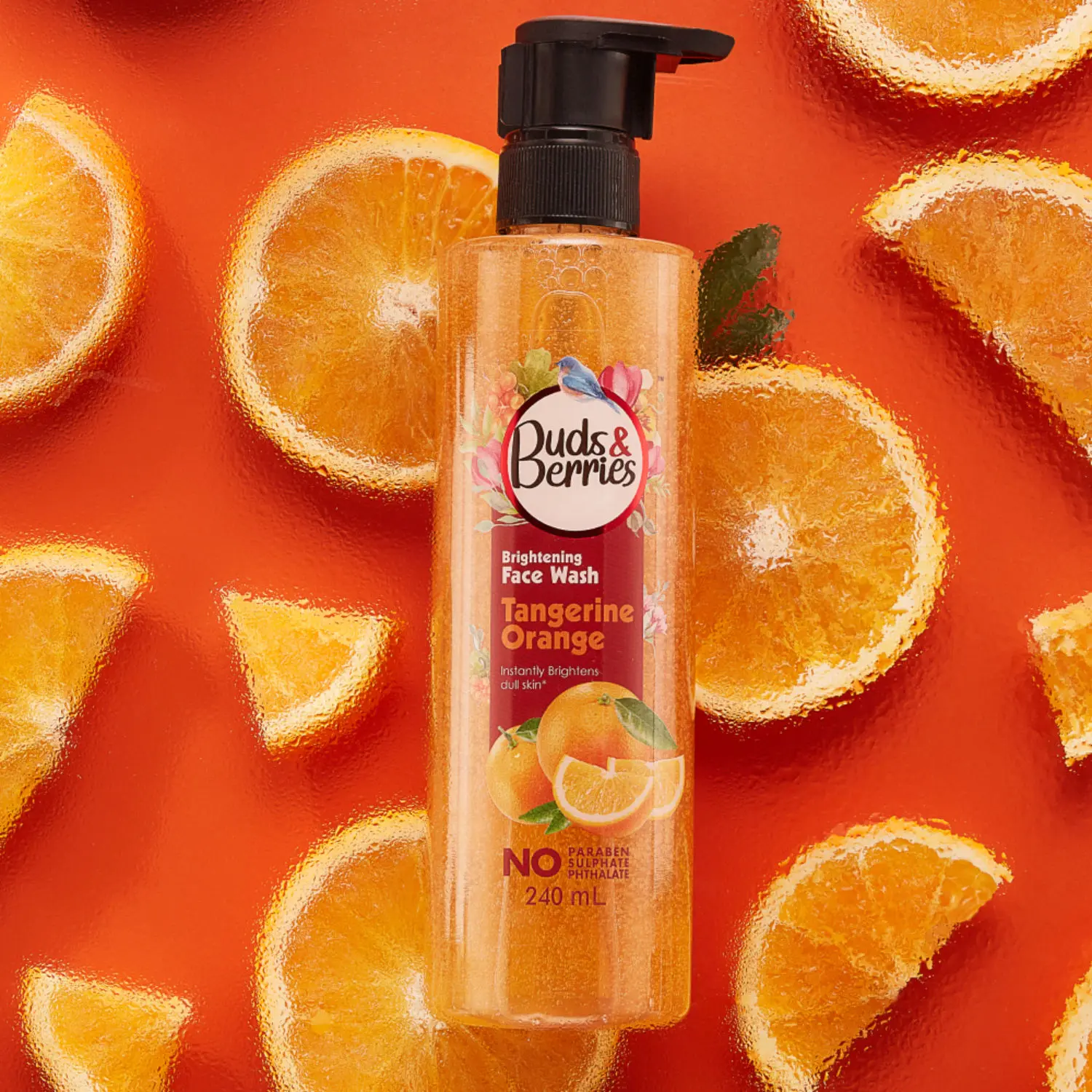 Buds & Berries Tangerine Orange Facewash for Brightening, No Sulphate, No Paraben - 240 ml