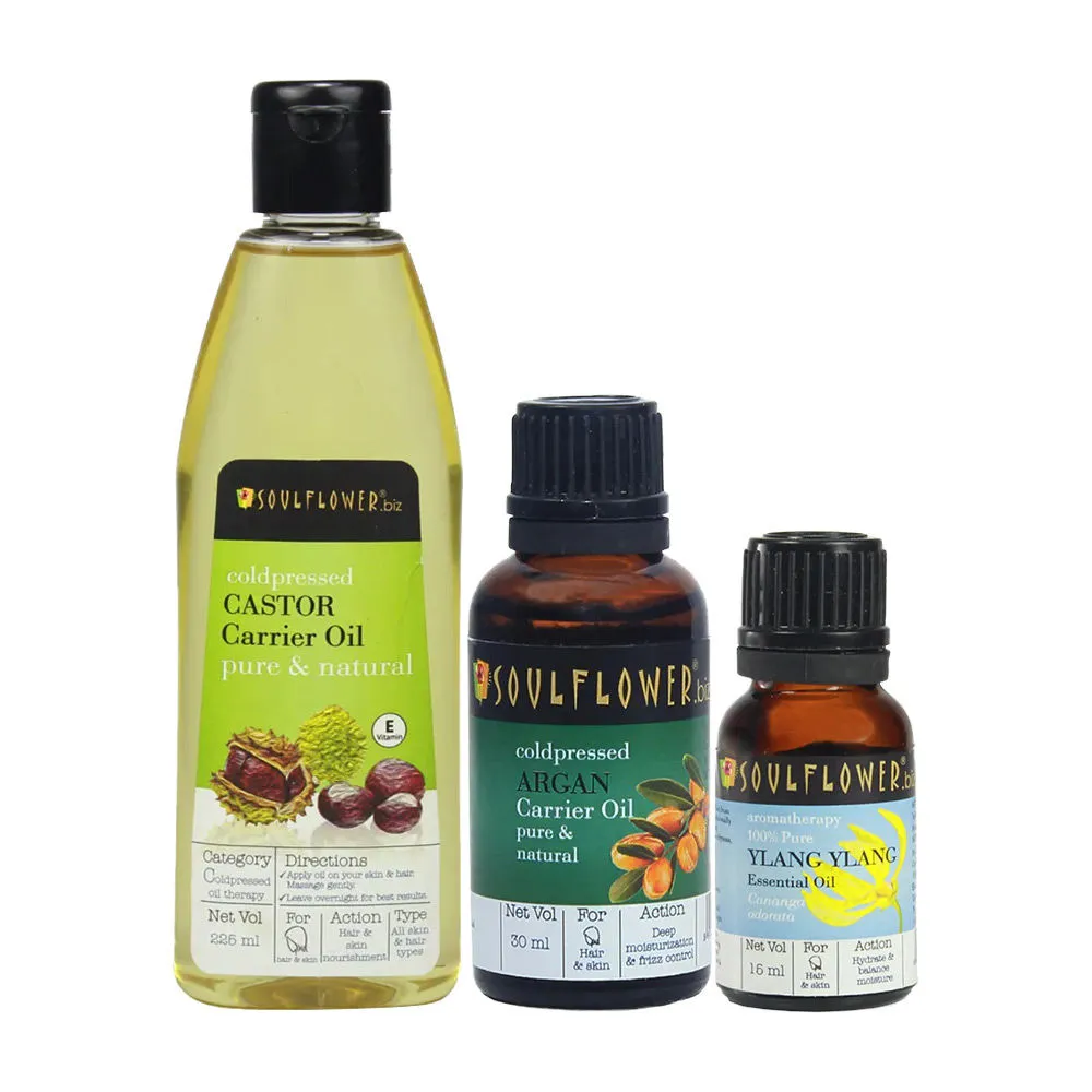 Soulflower Argan Oil Castor Oil & Ylang Ylang Essential Oil Combo