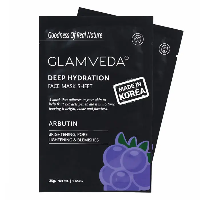 Glamveda Arbutin Anti Pigmentation Korean Sheet Mask - Pack Of 2 (50 g)