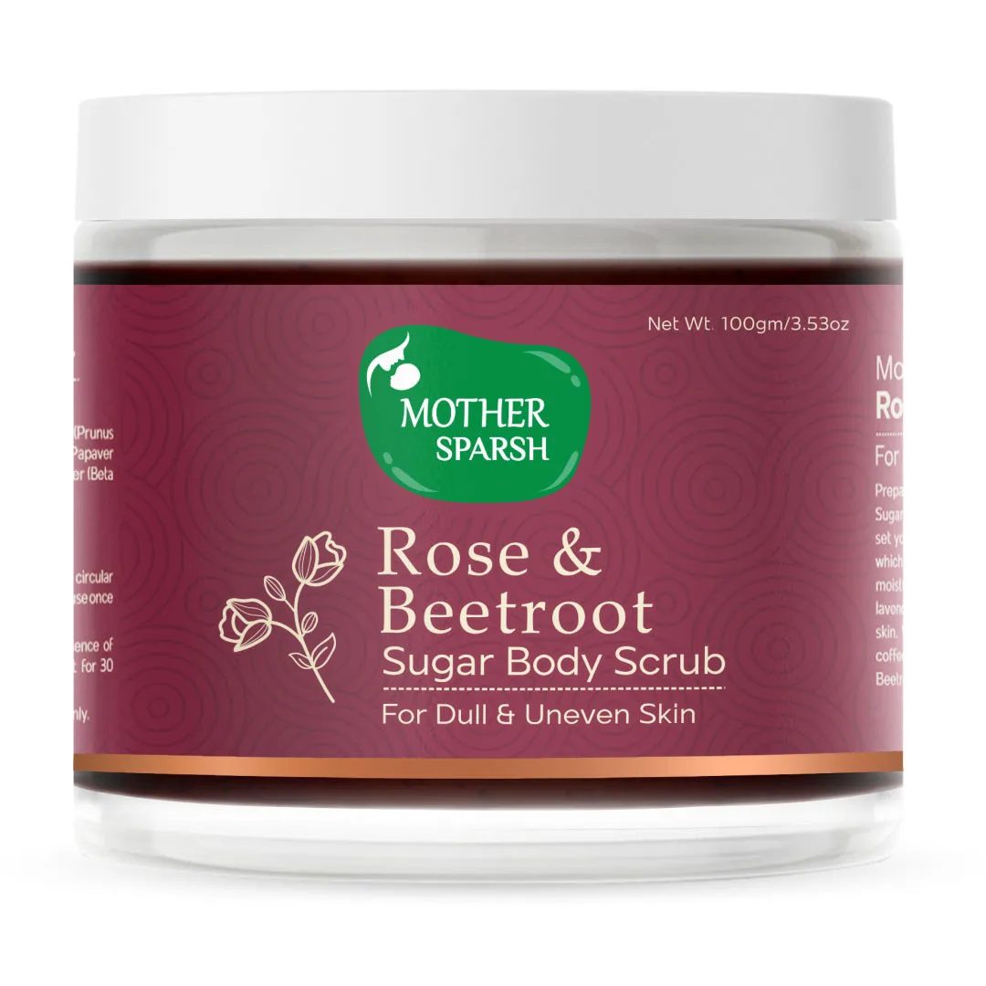 Mother Sparsh Rose & Beetroot Exfoliating Sugar Body Scrub For Dull & Uneven Skin