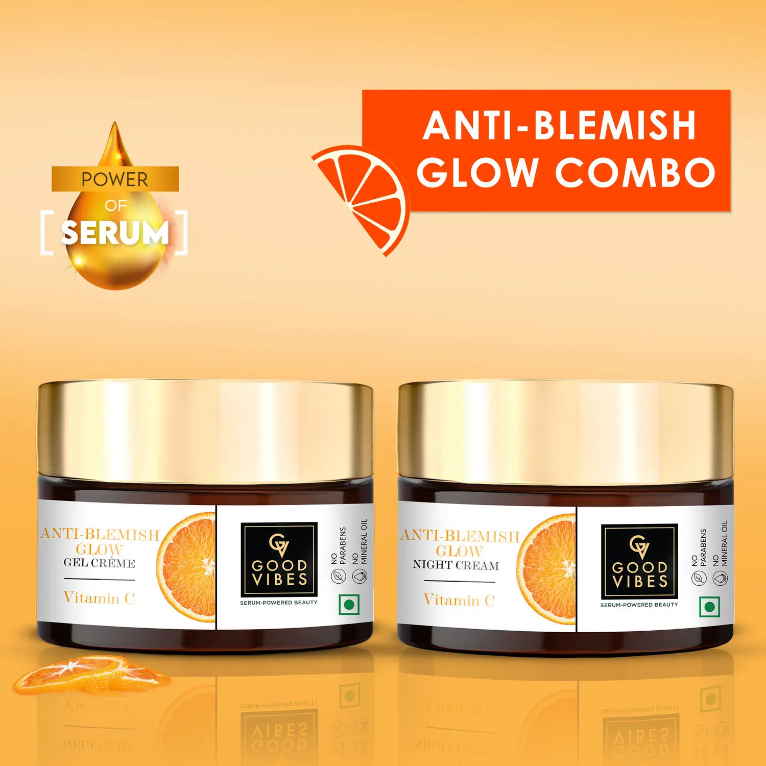 Good Vibes Vitamin C Gel Creme and Night Cream Combo: Say Goodbye to Blemishes and Hello to Radiant Skin (50 gm)