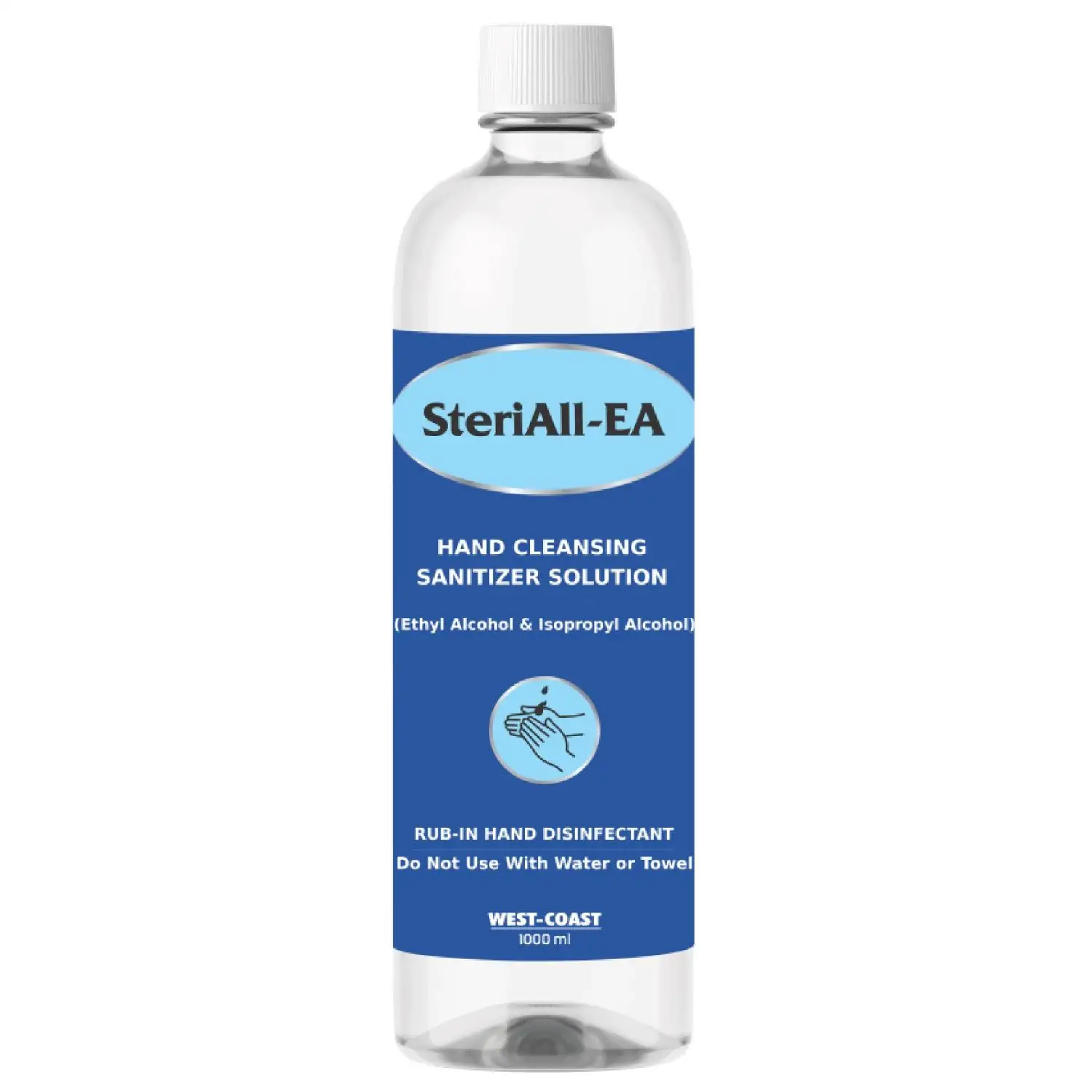 West Coast SteriAll-EA Hand Rub Sanitizer,  Fragrance Free  1000 ml  Protection from Germs