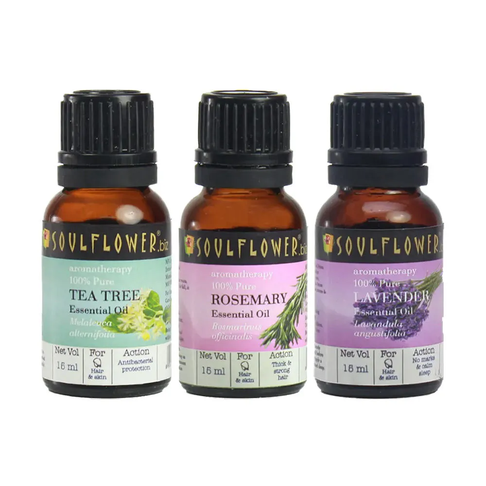 Soulflower Essential Oil Rosemary Lavender & Tea Tree Combo