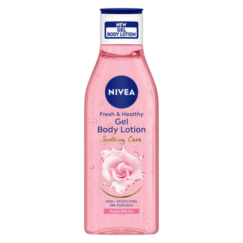 Nivea Rose Water Gel Body Lotion Non Sticky Feel, 24 Hours Hydration