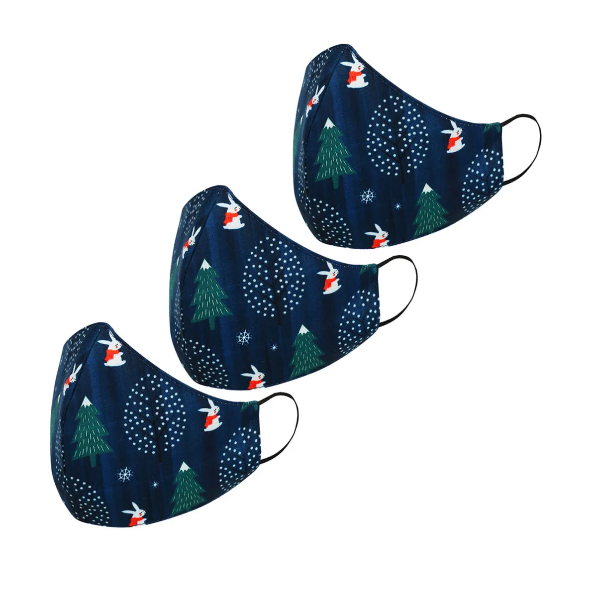 Tossido 2-7 Yrs. Kids 3 Ply Premium Cotton Printed Masks - Navy Blue (Pack of 3)