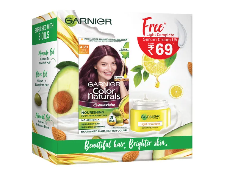 Garnier Color Naturals Hair Color Shade 420 Wine Burgundy With Light Complete Serum Cream Uv Free