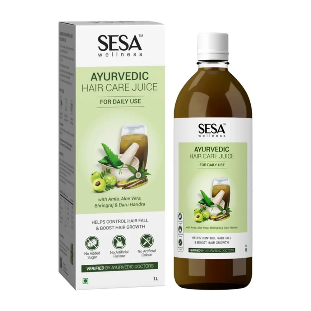 Sesa Ayurvedic Hair Care Juice - for Hair Fall control & Hair Growth - with Bhringraj, Aloe Vera, Amla & Daru Haridra, 1L