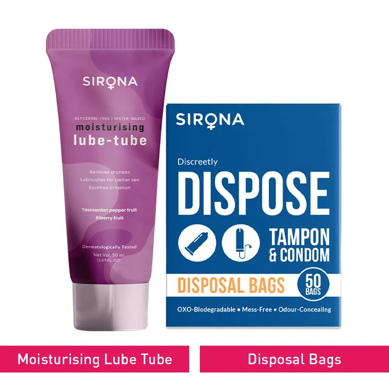 Sirona Glycerine Free Moisturising Riberry Lubricant Gel With Condoms Disposal Bags Combo