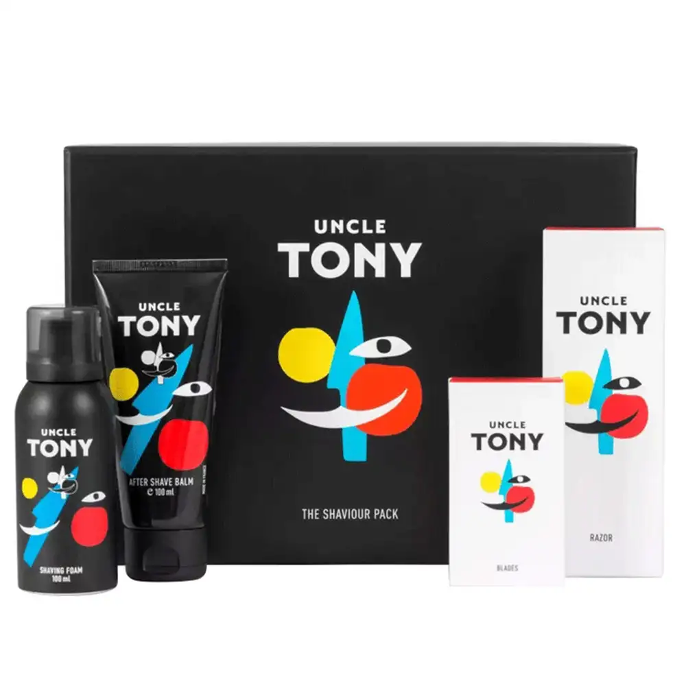 Uncle Tony Shaving System Pack,  4 Piece(s)/Pack  for All Skin Types Yellow