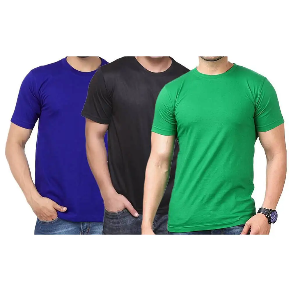 Gym Brute 3 T-Shirt Combo,  Navy Blue,Black,Green  Large