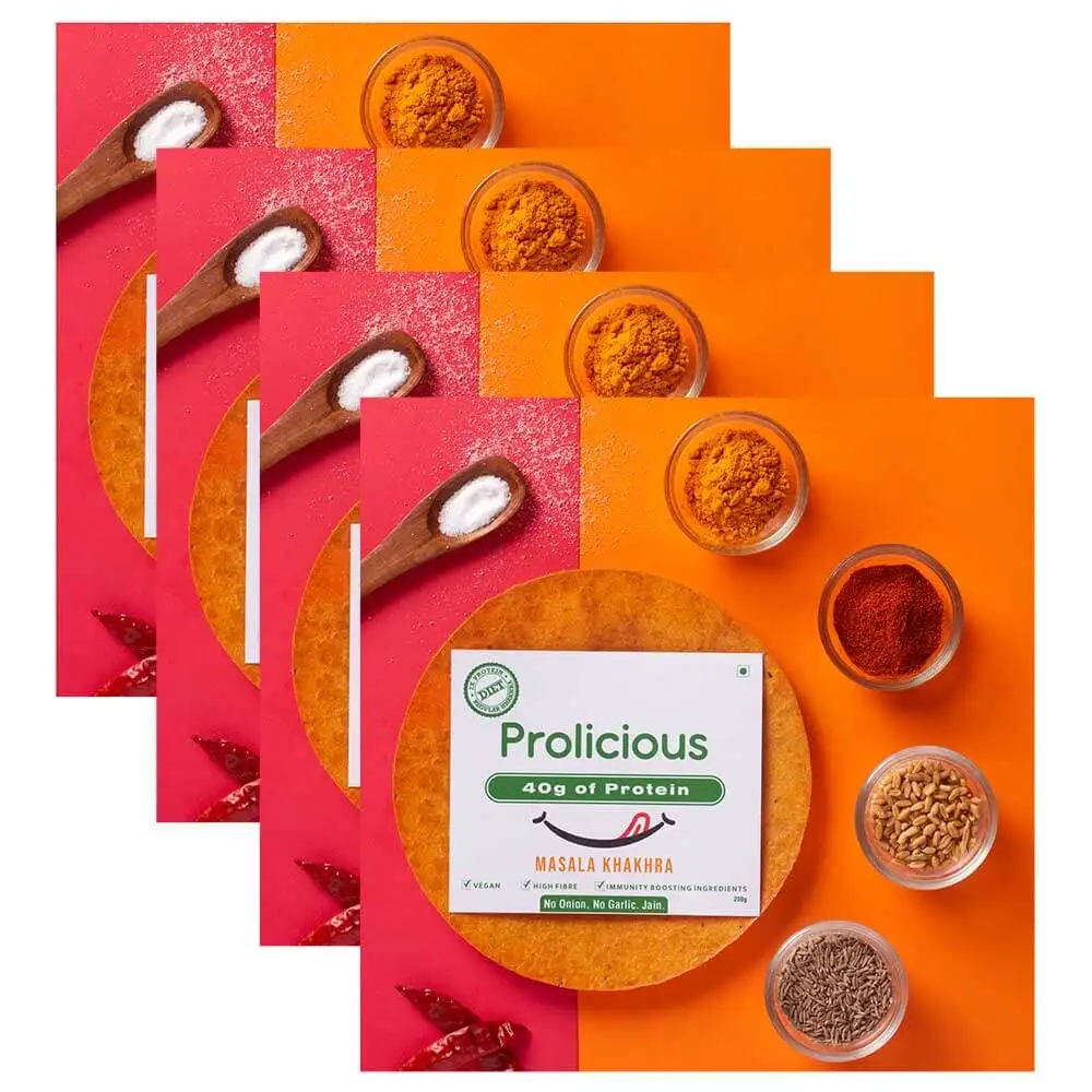 Prolicious Masala Khakhra,  Unflavoured (Pack of 4)  200 g