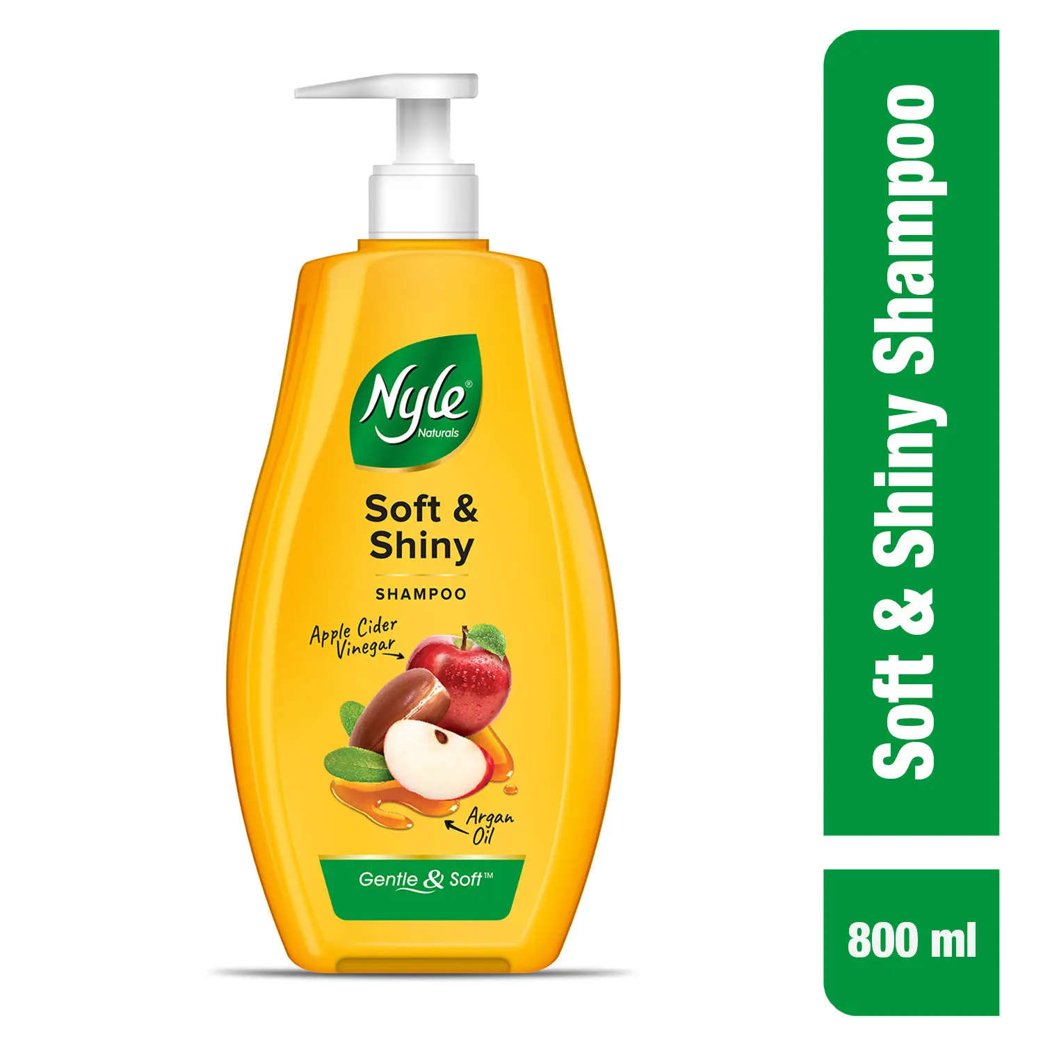 Nyle Naturals Soft & Shiny Shampoo, With Apple Cider Vinegar and Argan Oil, pH Balanced and Paraben Free, For Men & Women,800ml