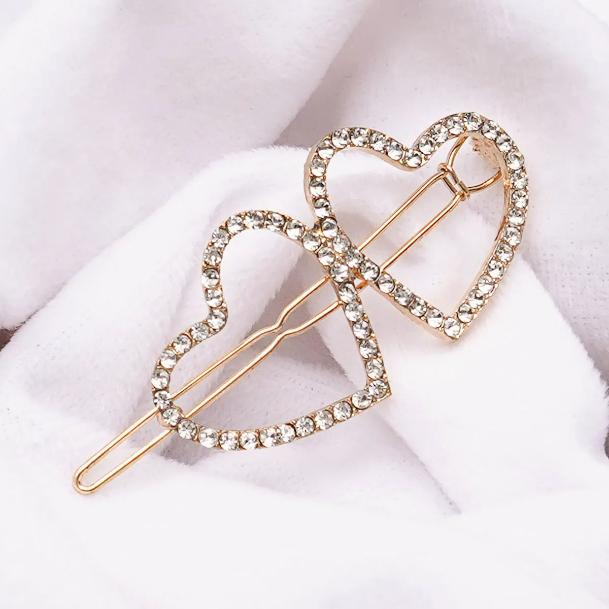 Ferosh Dual Heart Crystal Hairpin