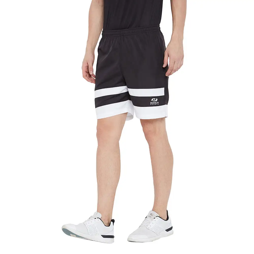 Masch Sports Mens Regular Fit Polyester Shorts (MSSH 0618 CS 321 BW),  Large  Black and White