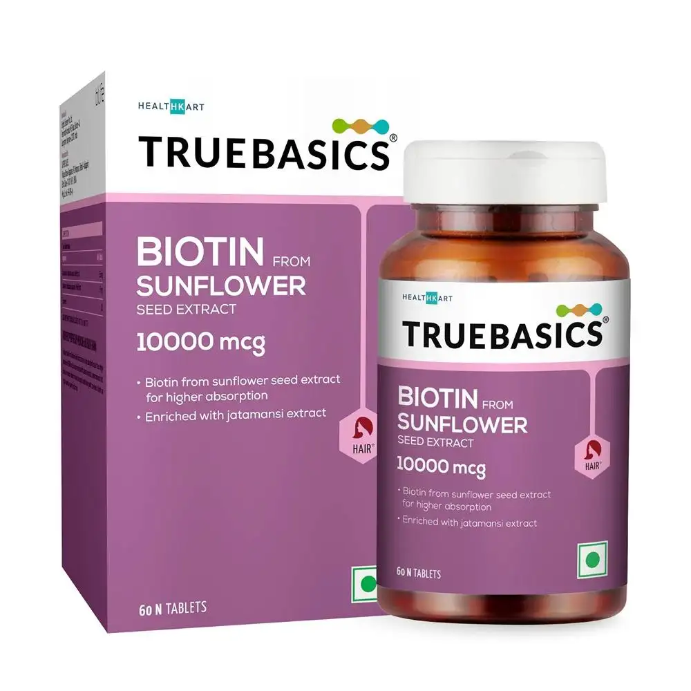 TrueBasics Biotin from Sunflower Seed Extract 10000 mcg,  60 tablet(s)  Unflavoured