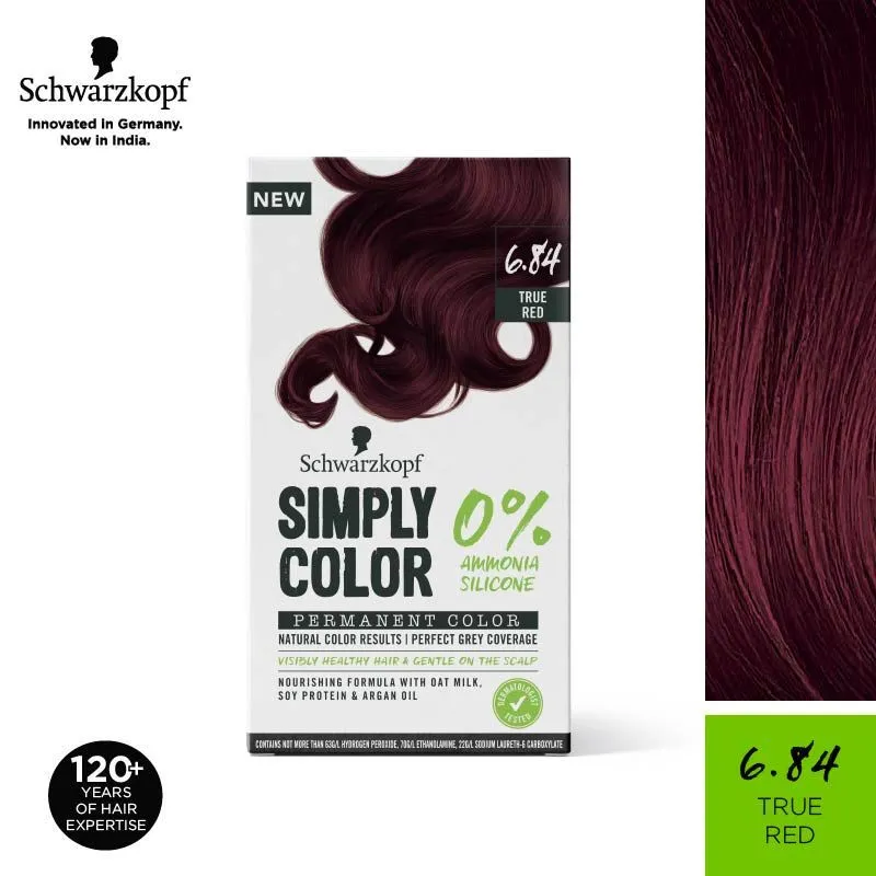 Schwarzkopf Simply Color Permanent Hair Colour - 6.84 True Red