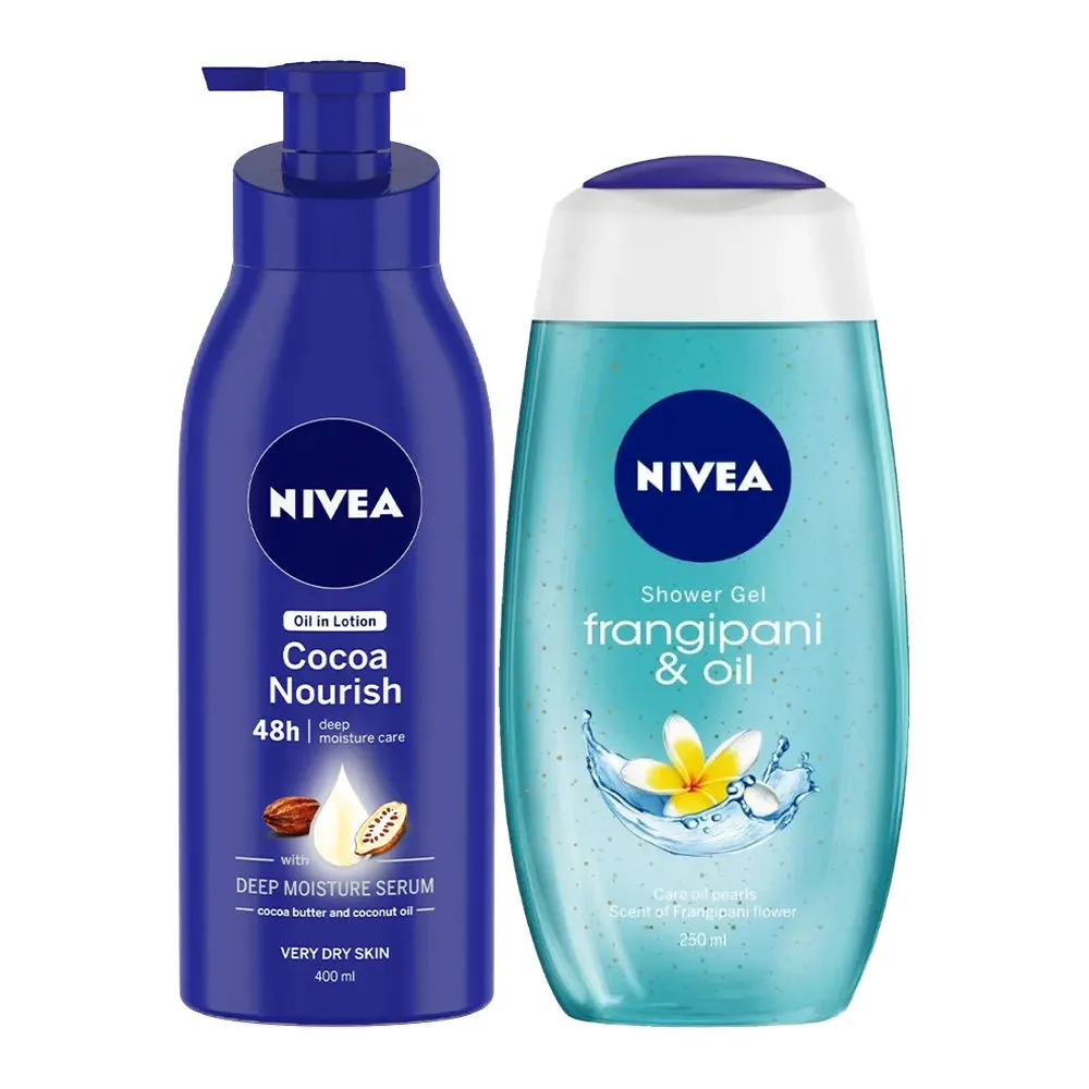 Nivea Cocoa Body Lotiona And Frangipani Shower Gel Combo