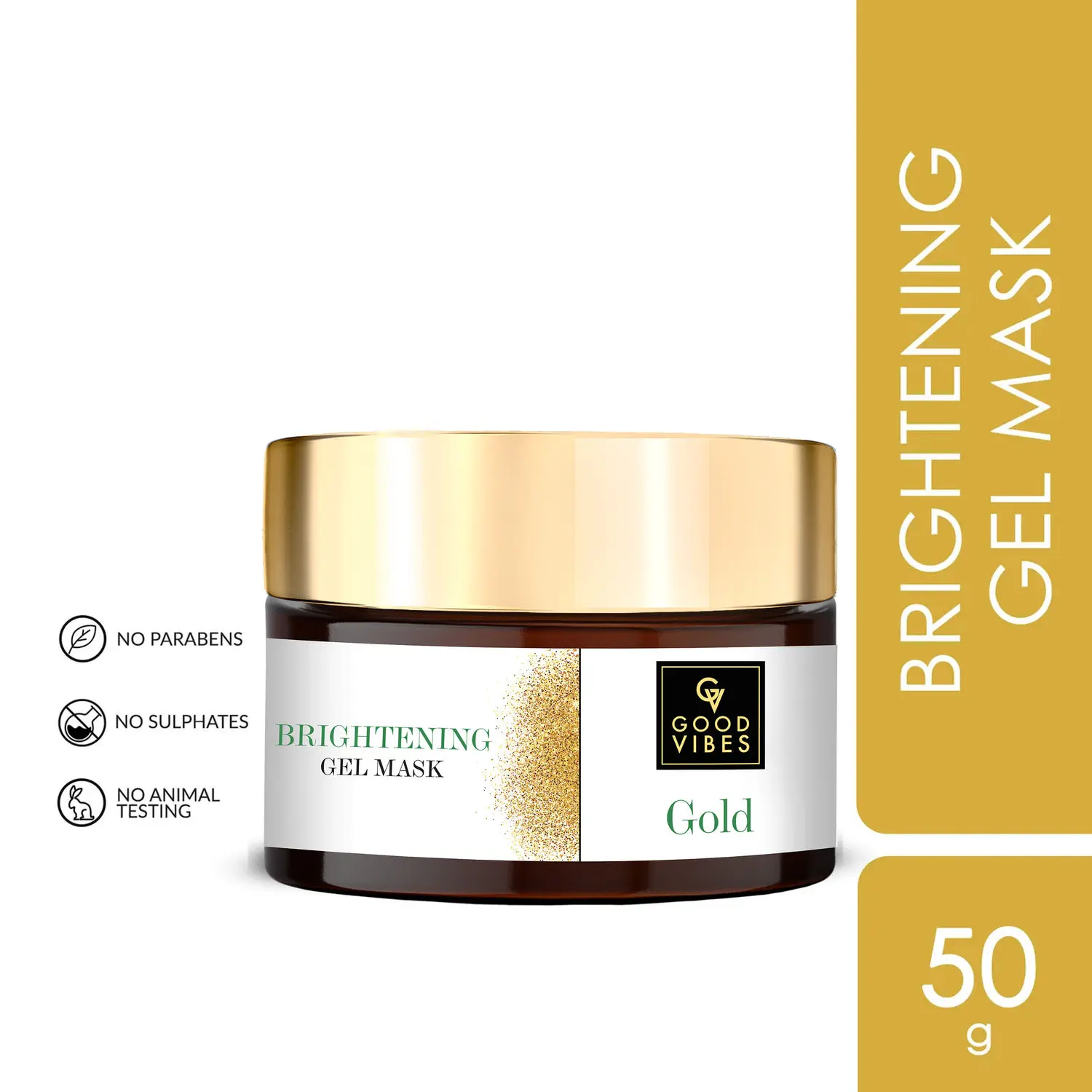 Good Vibes Gold Brightening Gel Mask | Anti-Ageing, Nourishing | No Parabens, No Sulphates, No Mineral Oil, No Animal Testing (50g)