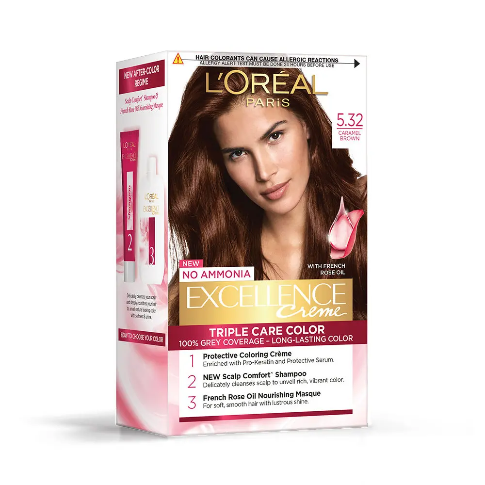 L'Oreal Paris Excellence Creme Hair Color - Caramel Brown 5.32 (72 ml+100 g)