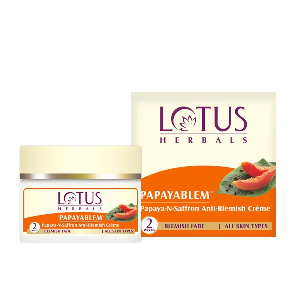 Lotus Herbals Papayablem Papaya-N-Saffron Anti-Blemish Cream | Fades Blemishes | For All Skin Types | 50g