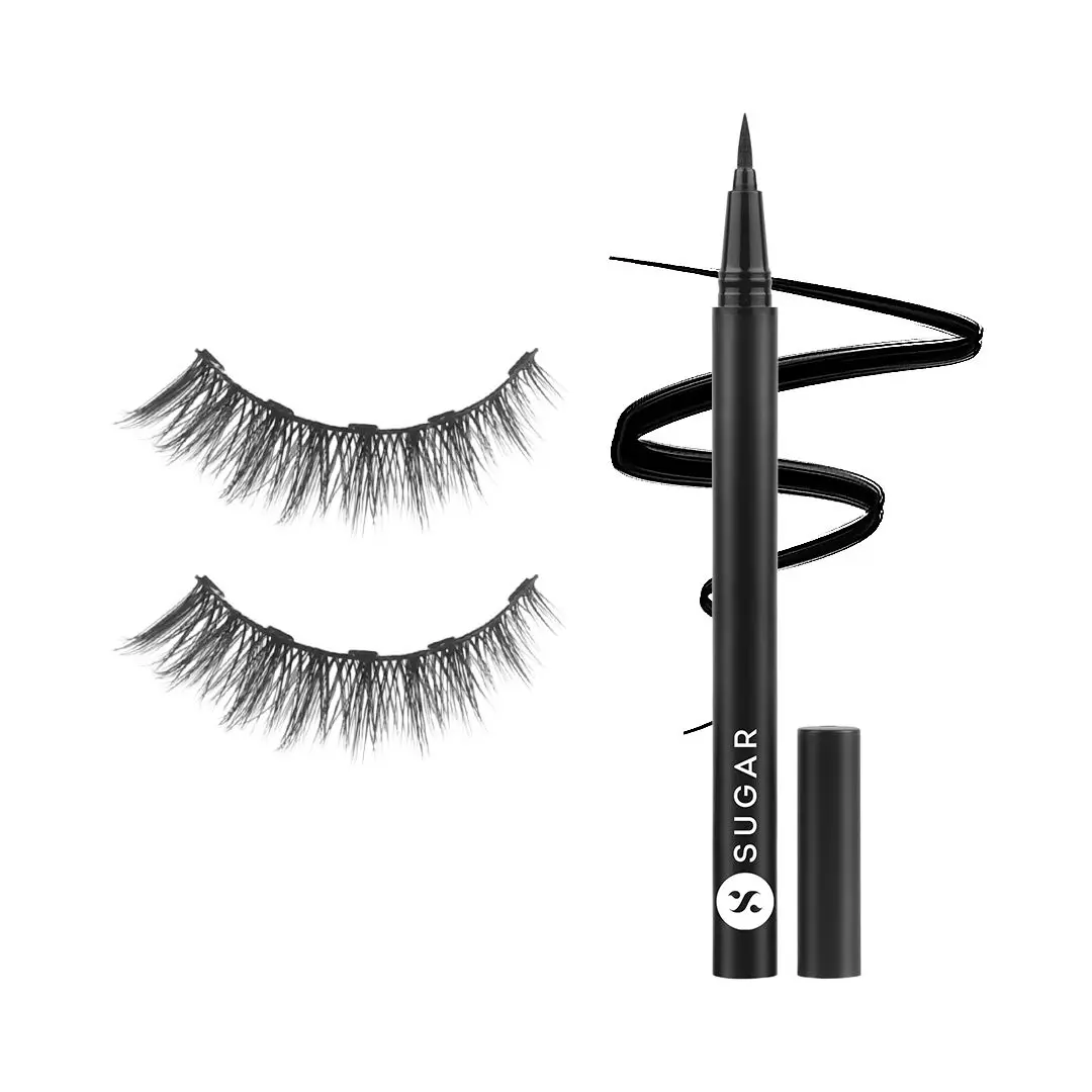 SUGAR Cosmetics Maximeyes Drama Magnetic Eyelashes & Eyeliner | Reusable | Smudge-proof | Waterproof | - 02 Exceptional - Chic & Classy (Lengthening)