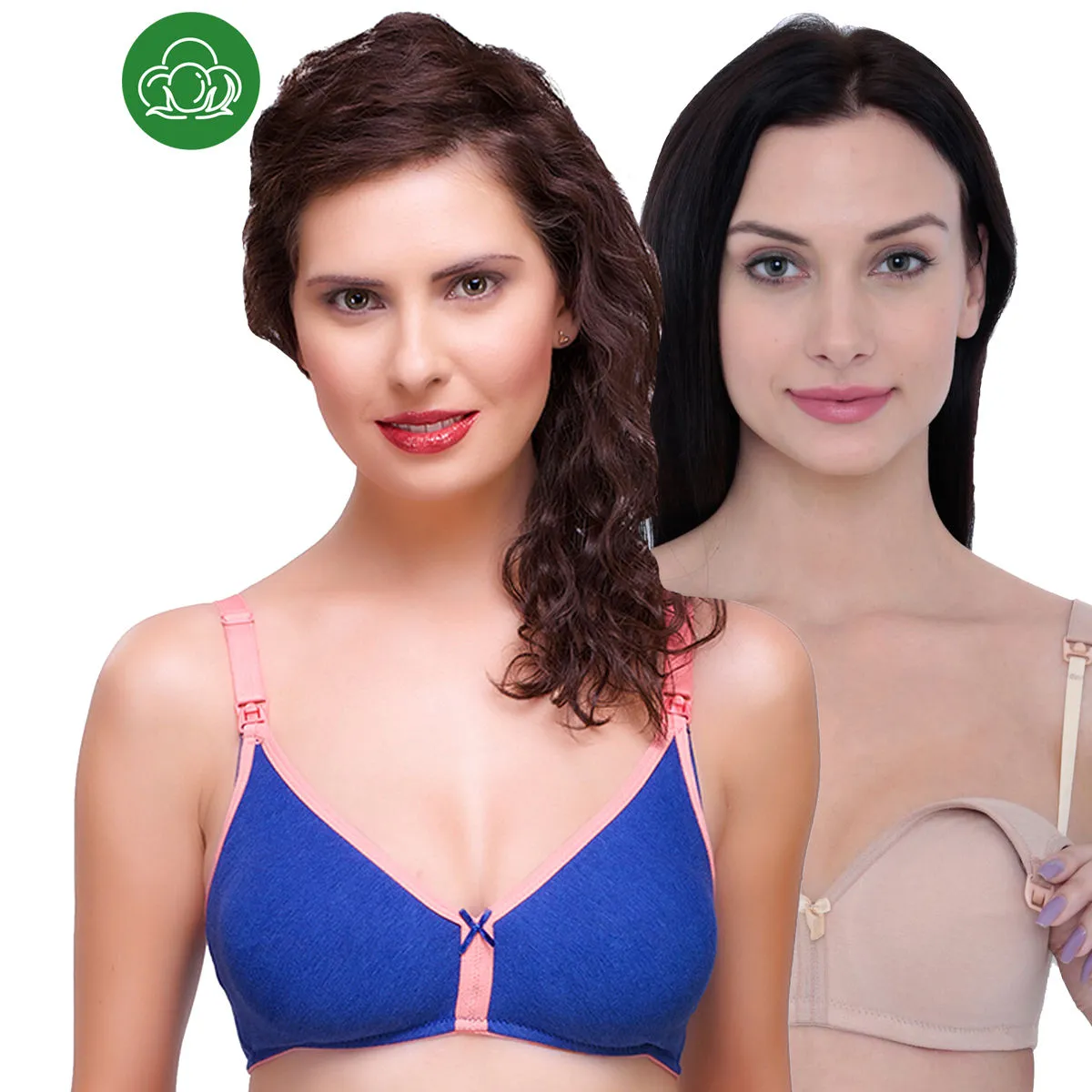 Inner Sense Organic Cotton Antimicrobial Nursing Bra Pack of 2 - Multi-Color