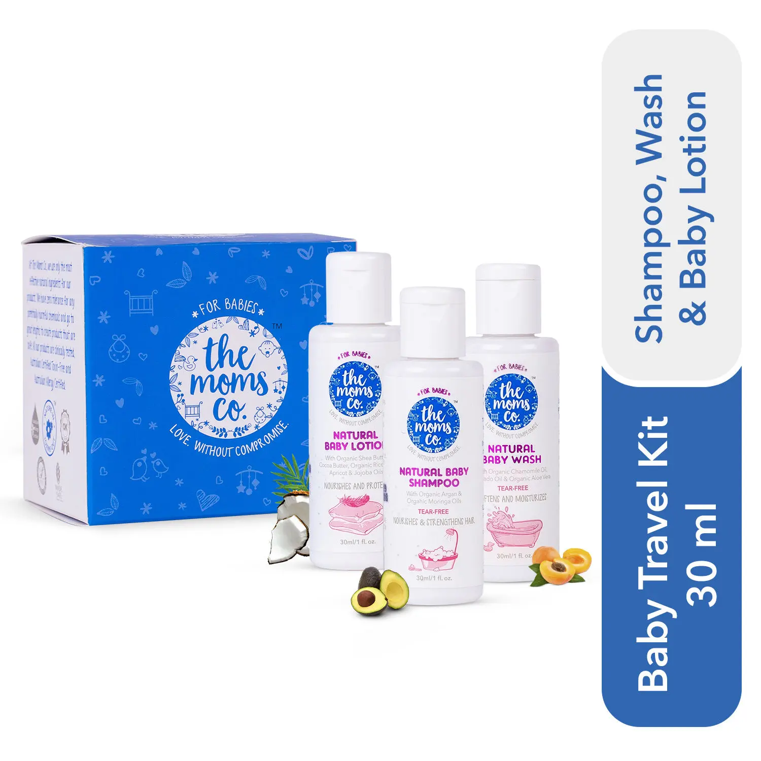 The Moms Co. Travel Kit For Baby with Shampoo (30 ml), Wash (30 ml)and Lotion (30 ml)