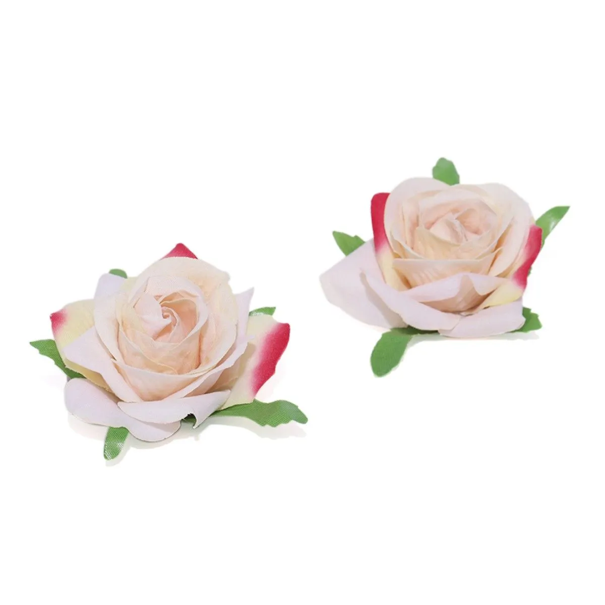 Priyaasi Set Of 2 Fabric Rose Flower Light Orange Colour Hair Clip