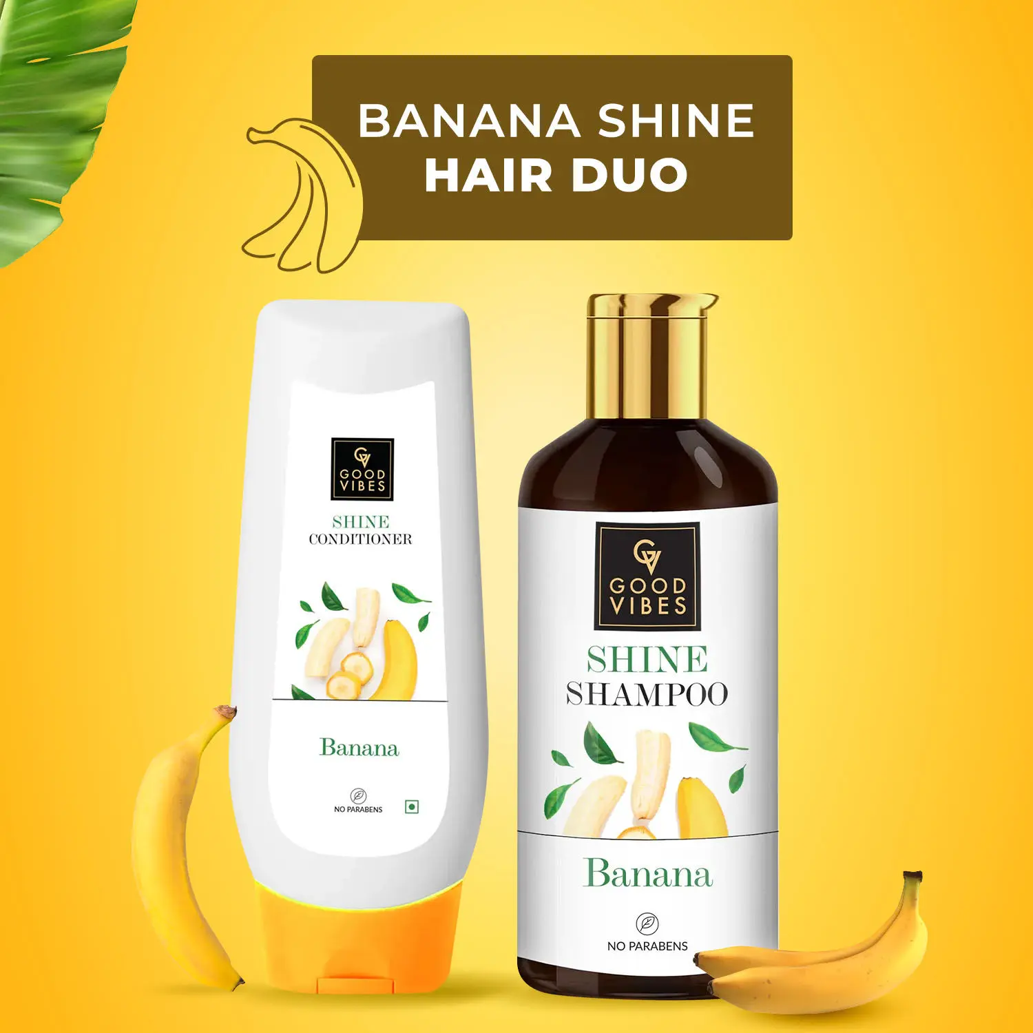 Good Vibes Banana Shine Hair Duo- (Banana Shampoo 300ml + Banana Conditioner 200ml)