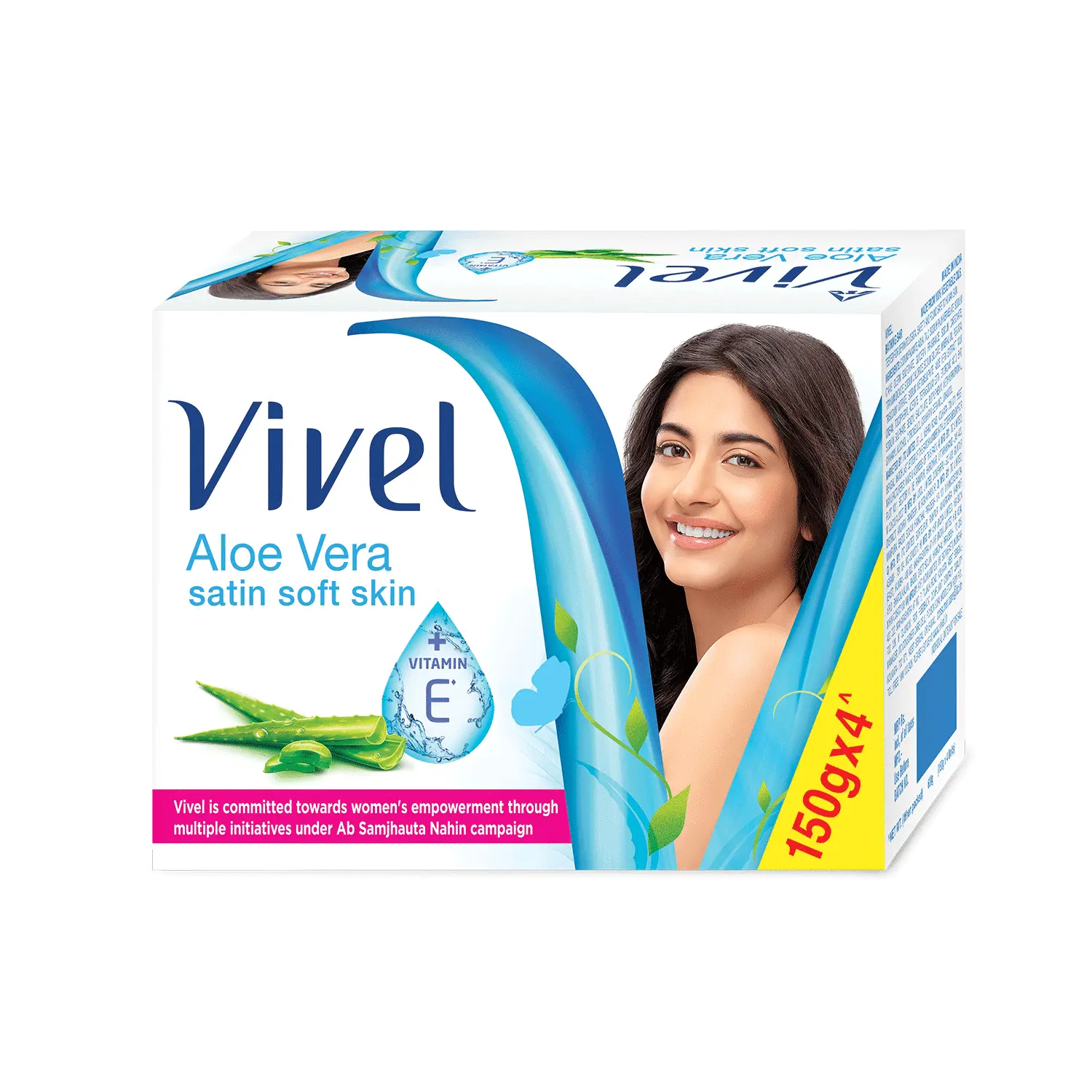 Vivel Aloe Vera Bathing Soap with Vitamin E for Soft, Glowing skin|Refreshing Fragrance|Combo Pack 150g (Pack of 4)