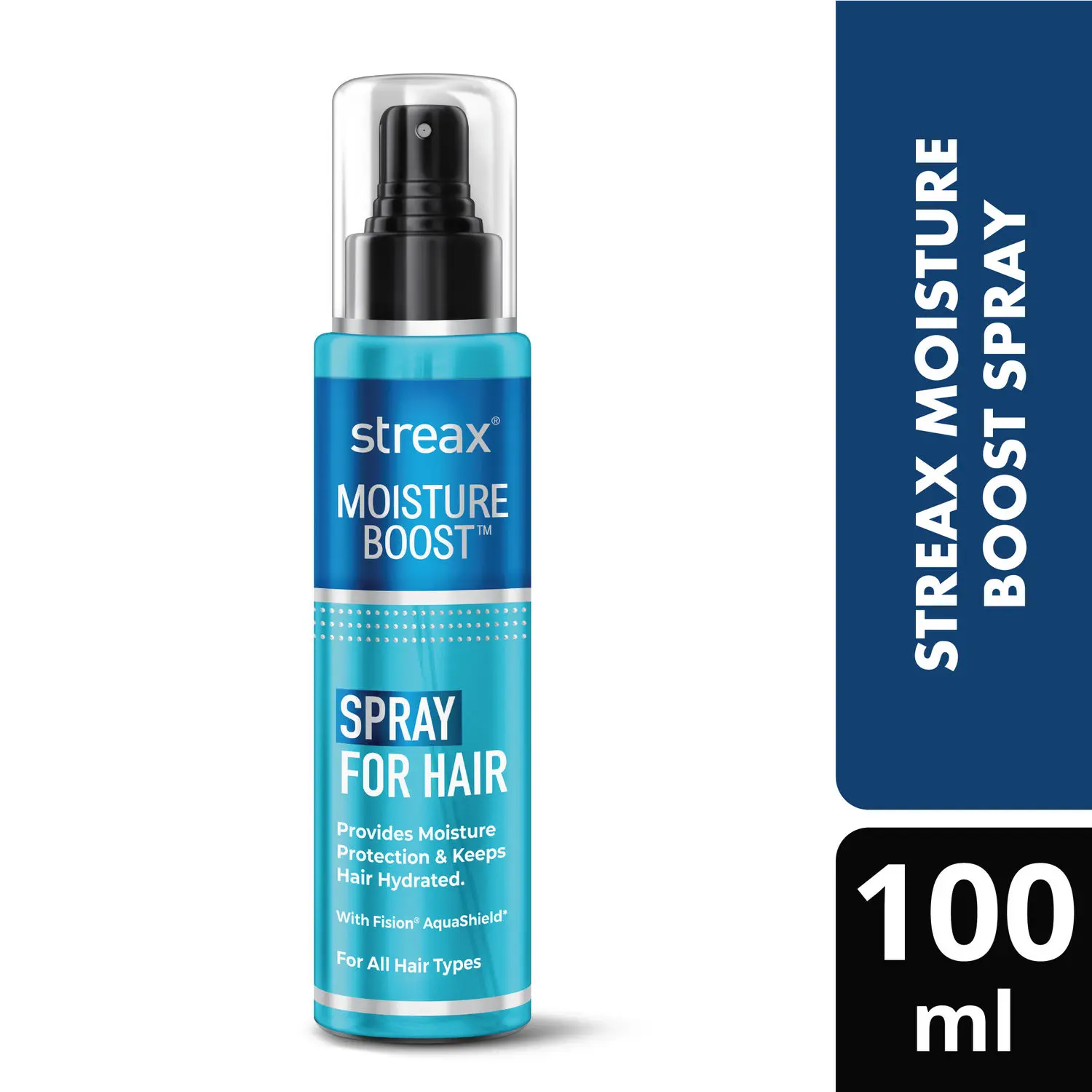 Streax Moisture Boost Spray Hair Serum, 100ml for Women & Men II Hydrating, Frizz Free ,Smooth & Silky finish II With Fision AquaShield
