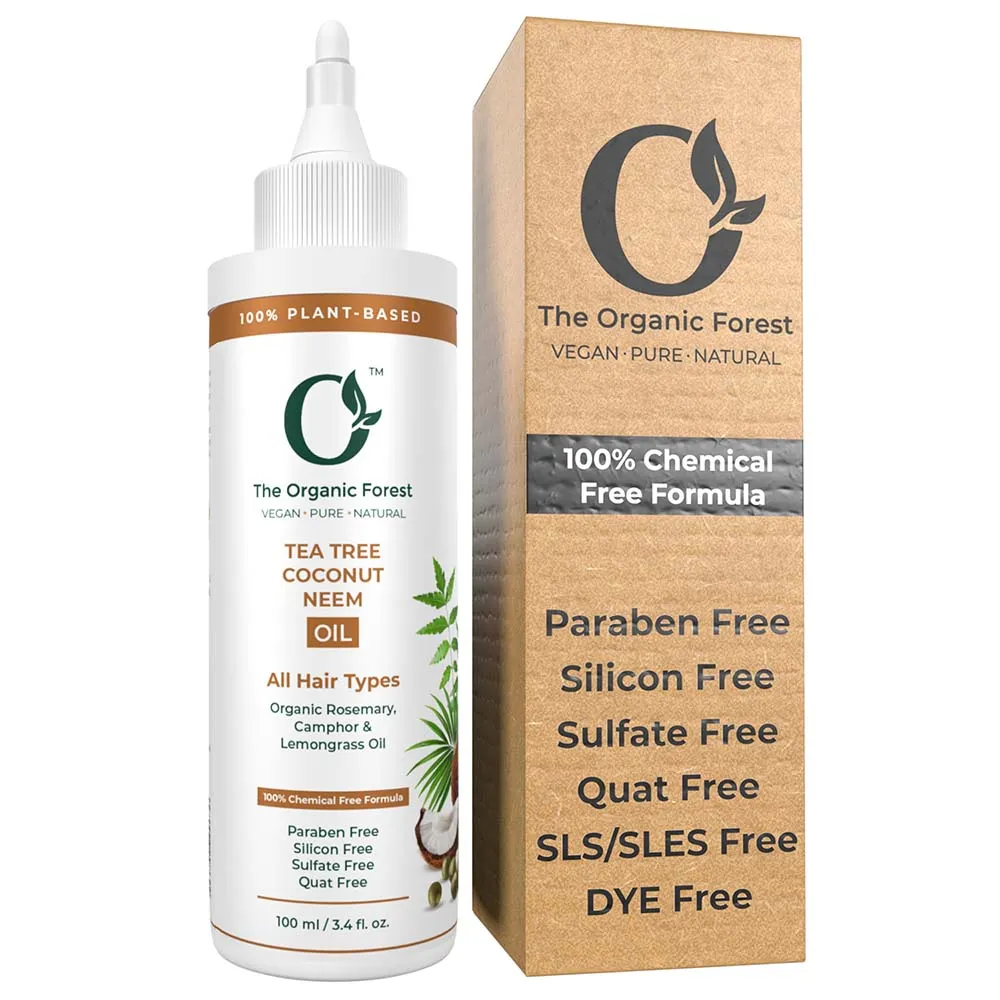 The Organic Forest 100% Chemical-Free Tea Tree & Neem Hair Oil for Women & Men