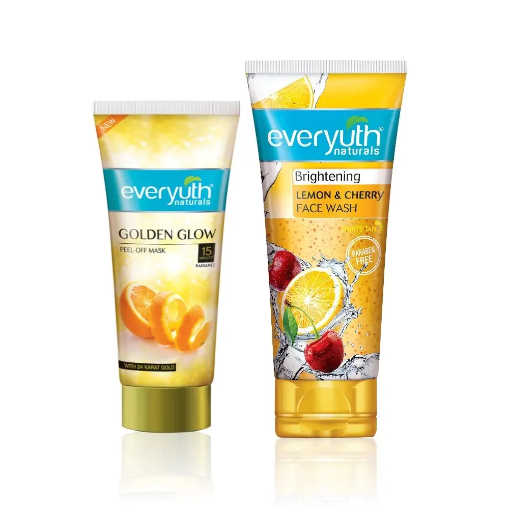 Everyuth Naturals Lemon & Cherry Face Wash 150g + Golden Glow Peel Off Mask 90 gm