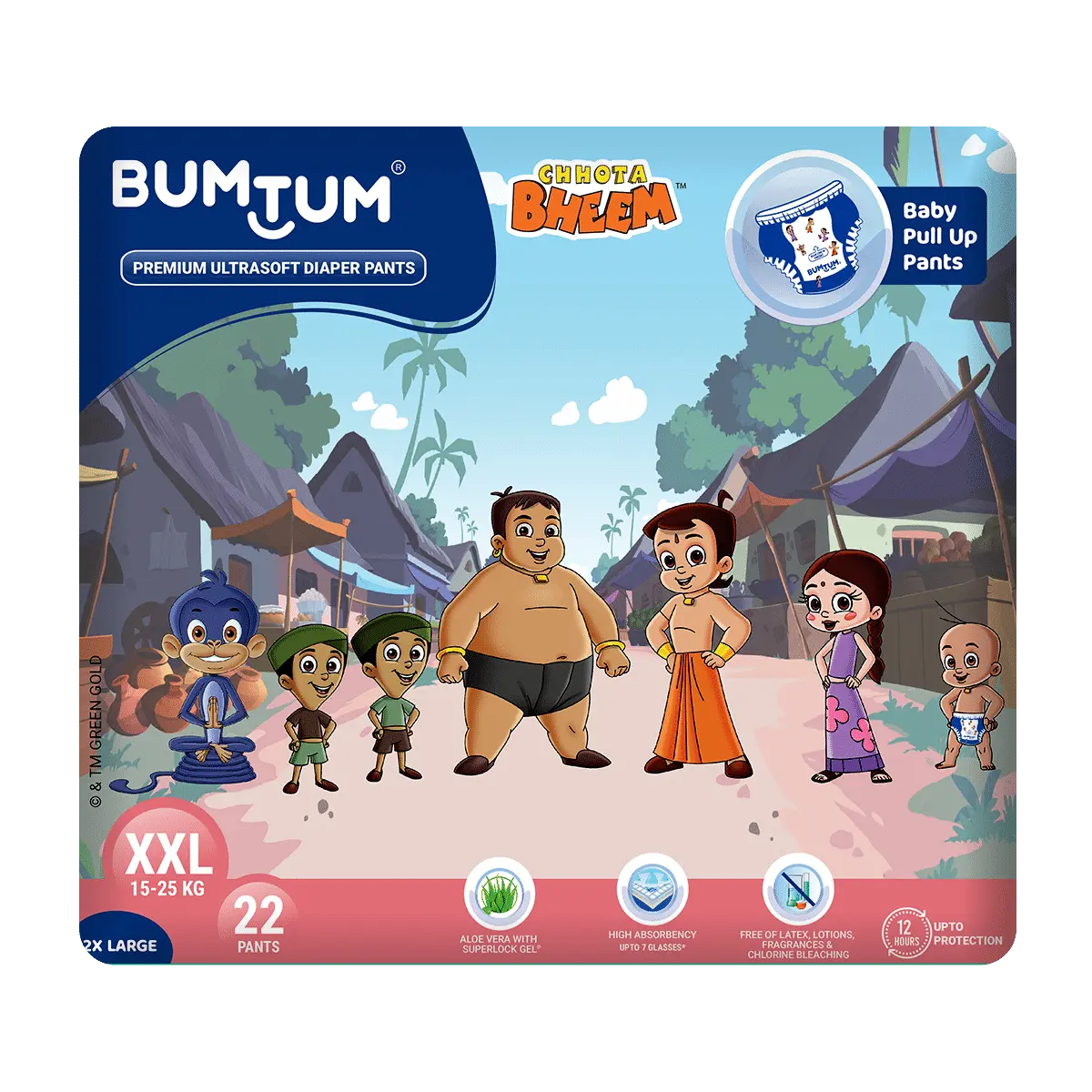 Bumtum Chota Bheem Baby Diaper Pants with Leakage Protection (XXL, 22 Count, Pack of 1)