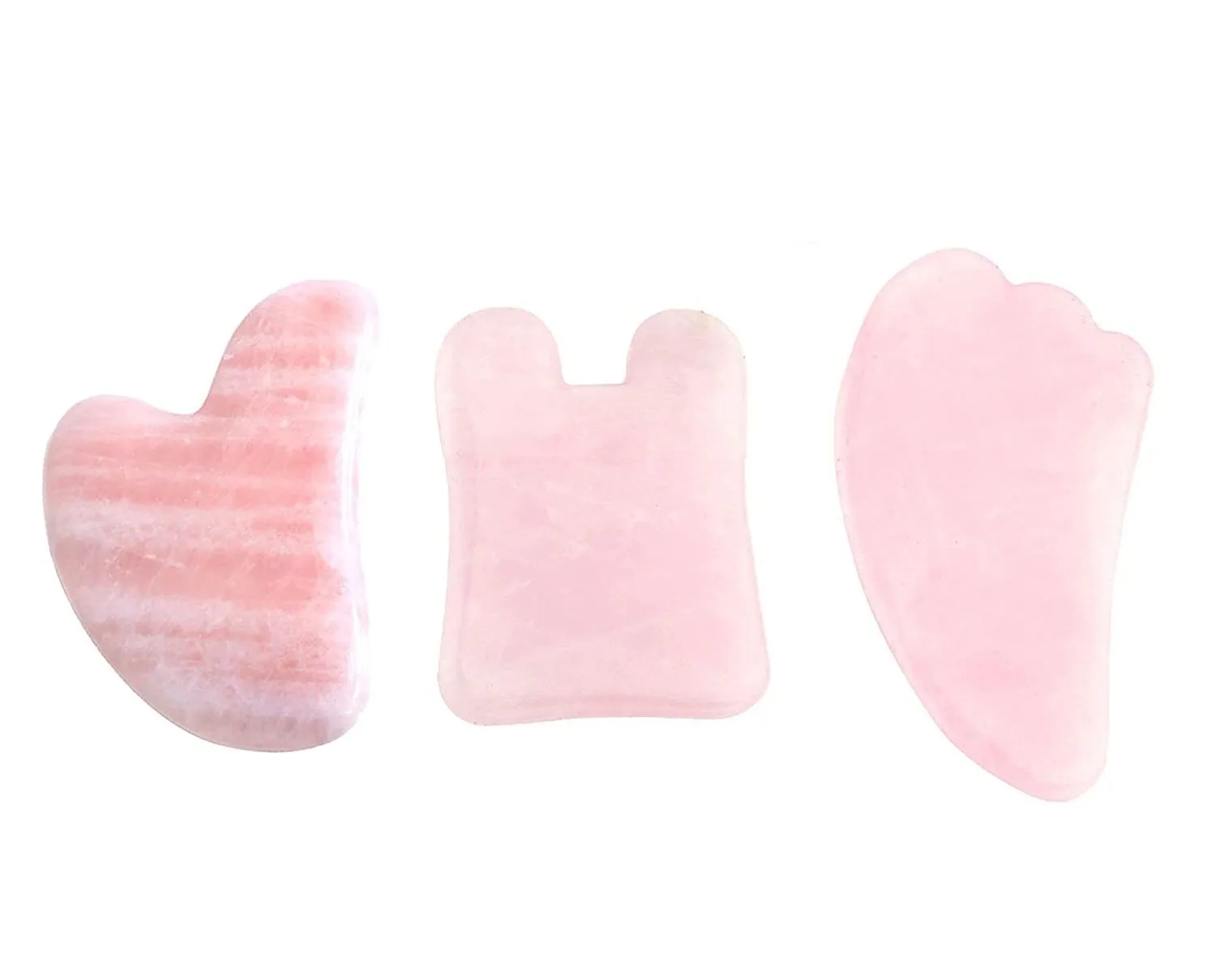 Getmecraft Rose Quartz , Wing Shape And Rabbit Ear Shape Gua Sha Massage Tool Set