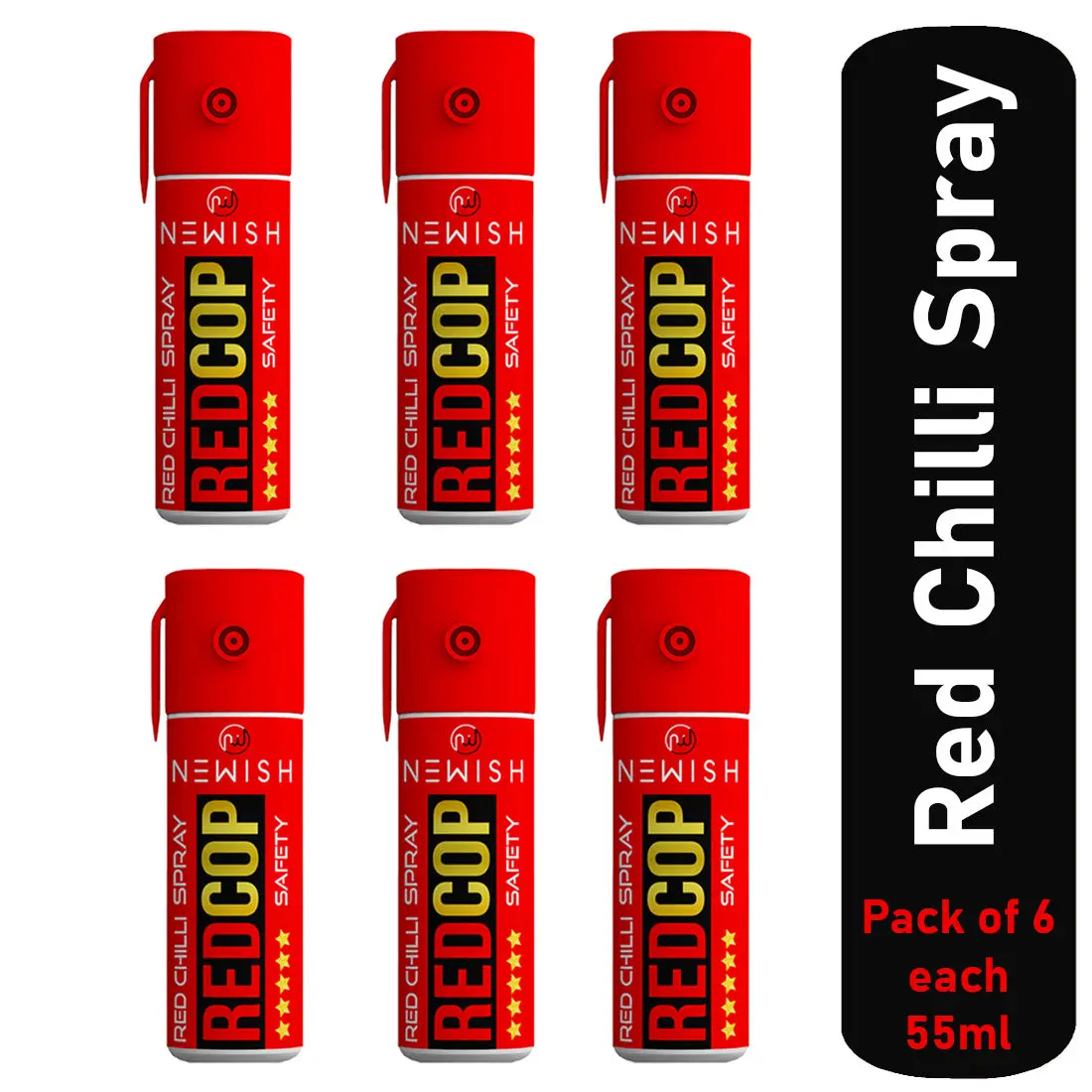 Newish : Powerful Red Chilli Spray Self Defence for Women Pack of 6 (Each : 35 g / 55 ml)