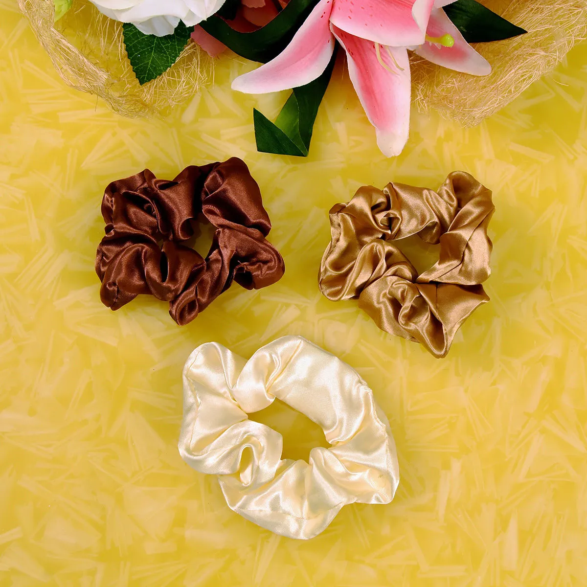 YoungWildFree Velvet Wonder Scrunchies-Designer Scrunchies (Set Of 3)