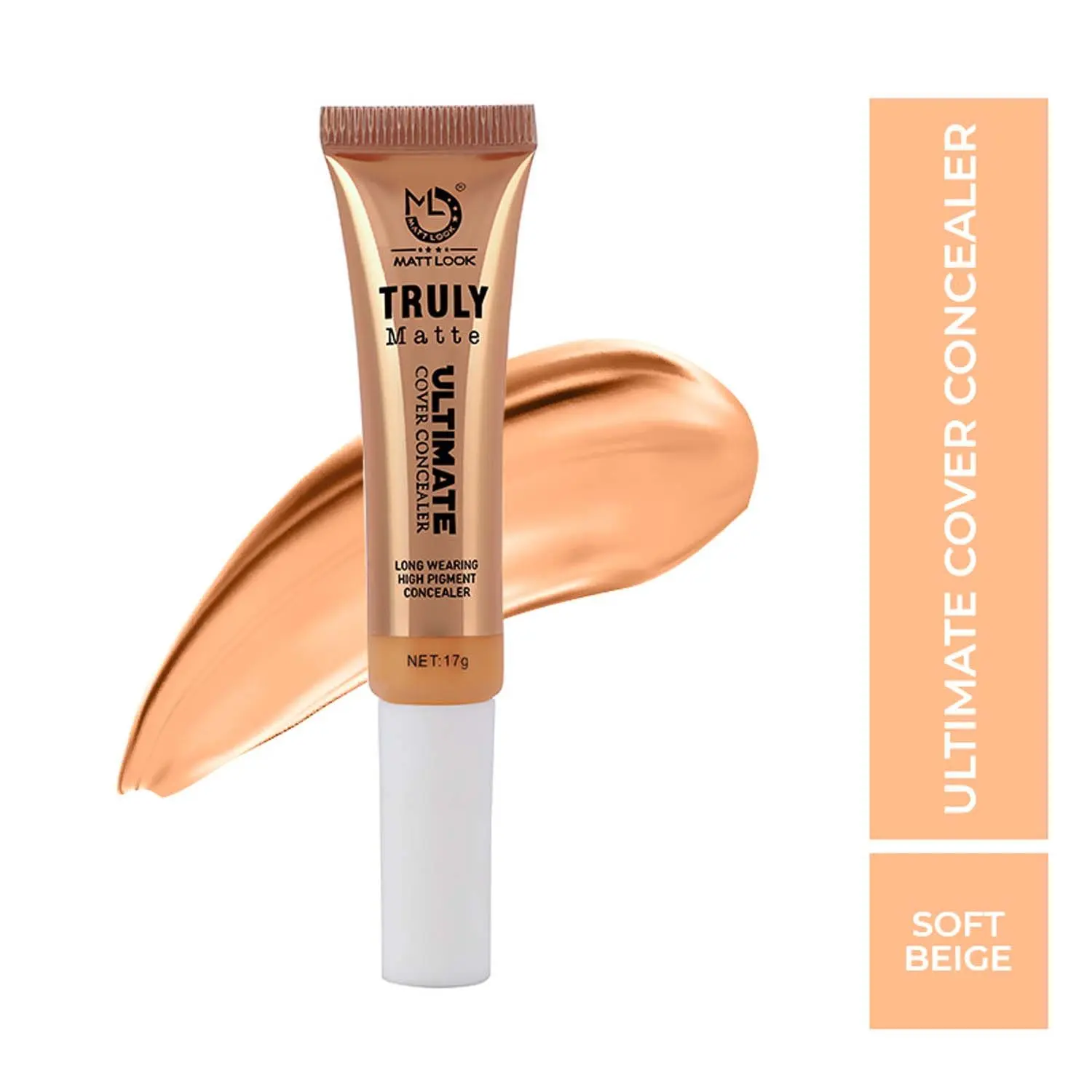 Matt look Truly Matte Ultimate Cover Concealer, Longwearing & High Pigment Concealer, Soft Beige (17gm)