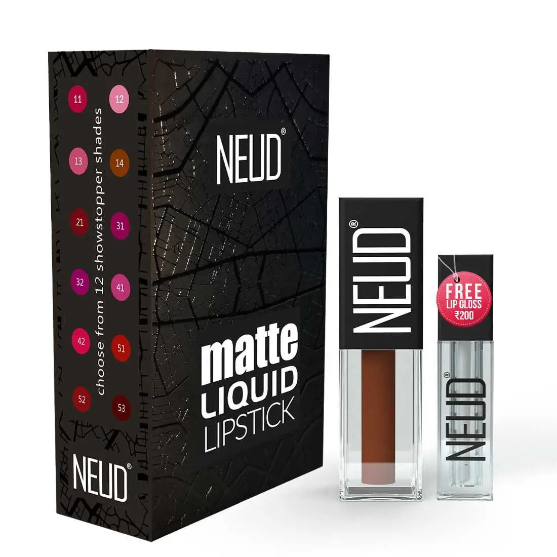 NEUD Matte Liquid Lipstick Oh My Coco with Jojoba Oil, Vitamin E and Almond Oil - Smudge Proof 12-hour Stay Formula with Free Lip Gloss