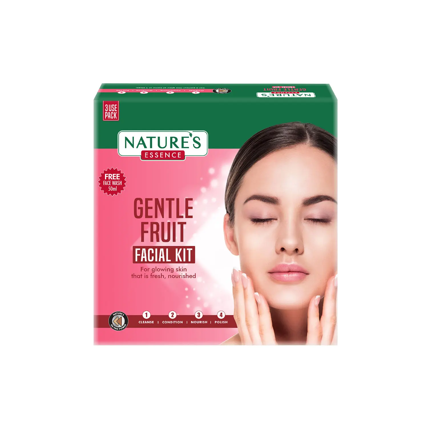 Nature's Essence Gentle Fruit Facial Kit 60g +  1N Face Wash 50ml  Free